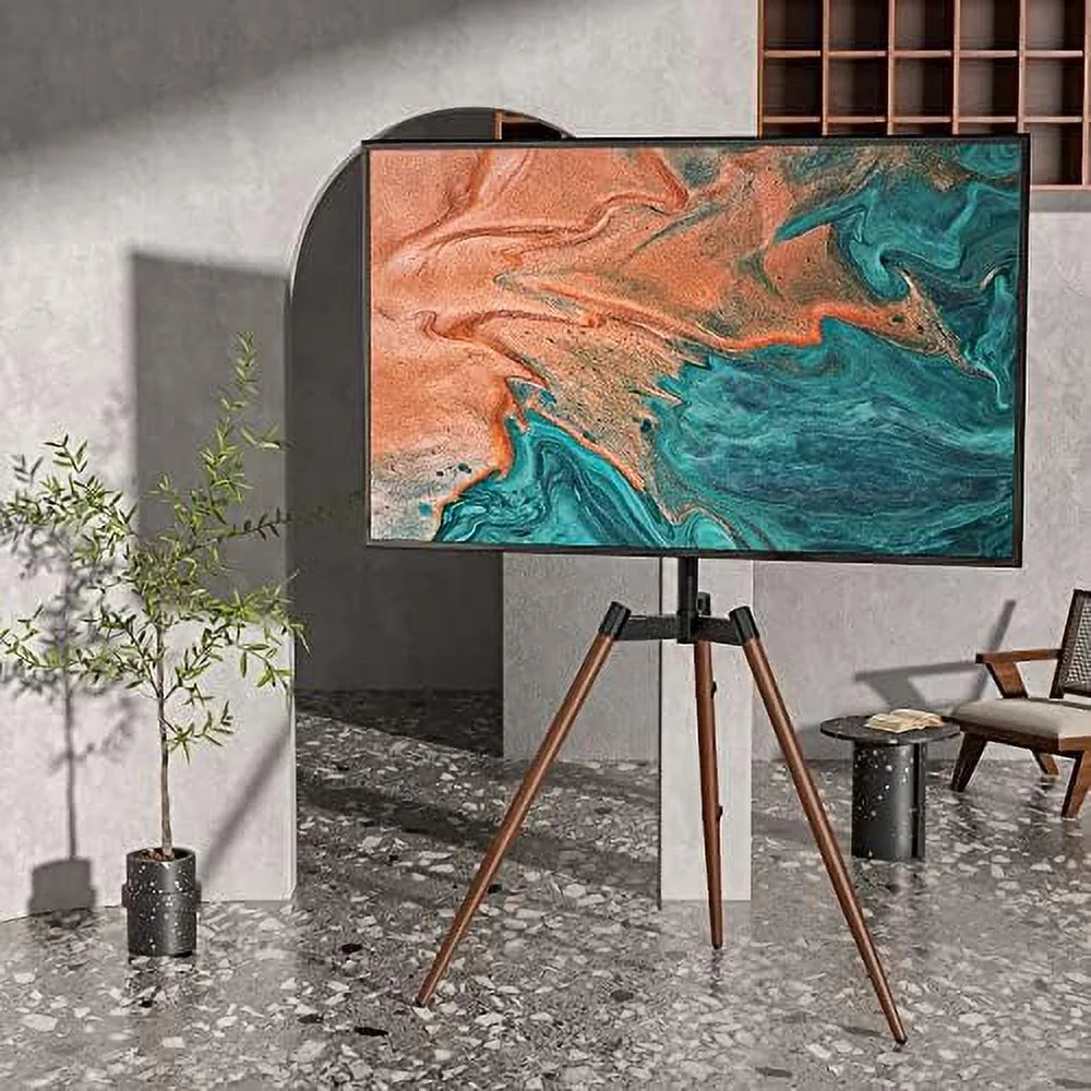 ZWNLKQG Artistic Easel TV Stand  Height Adjustable & Swivel 100° Tripod TV Stand for 32-65 Inch LCD LED  Panel Curved Screen TVs up to 77 lbs  Portable TV Mount for Bedroom  Living R