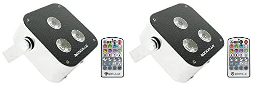 (2) Rockville Mini RF3 RGBWA+UV DMX DJ/Party LED Wash Lights+4-Ch. RF Par Remote
