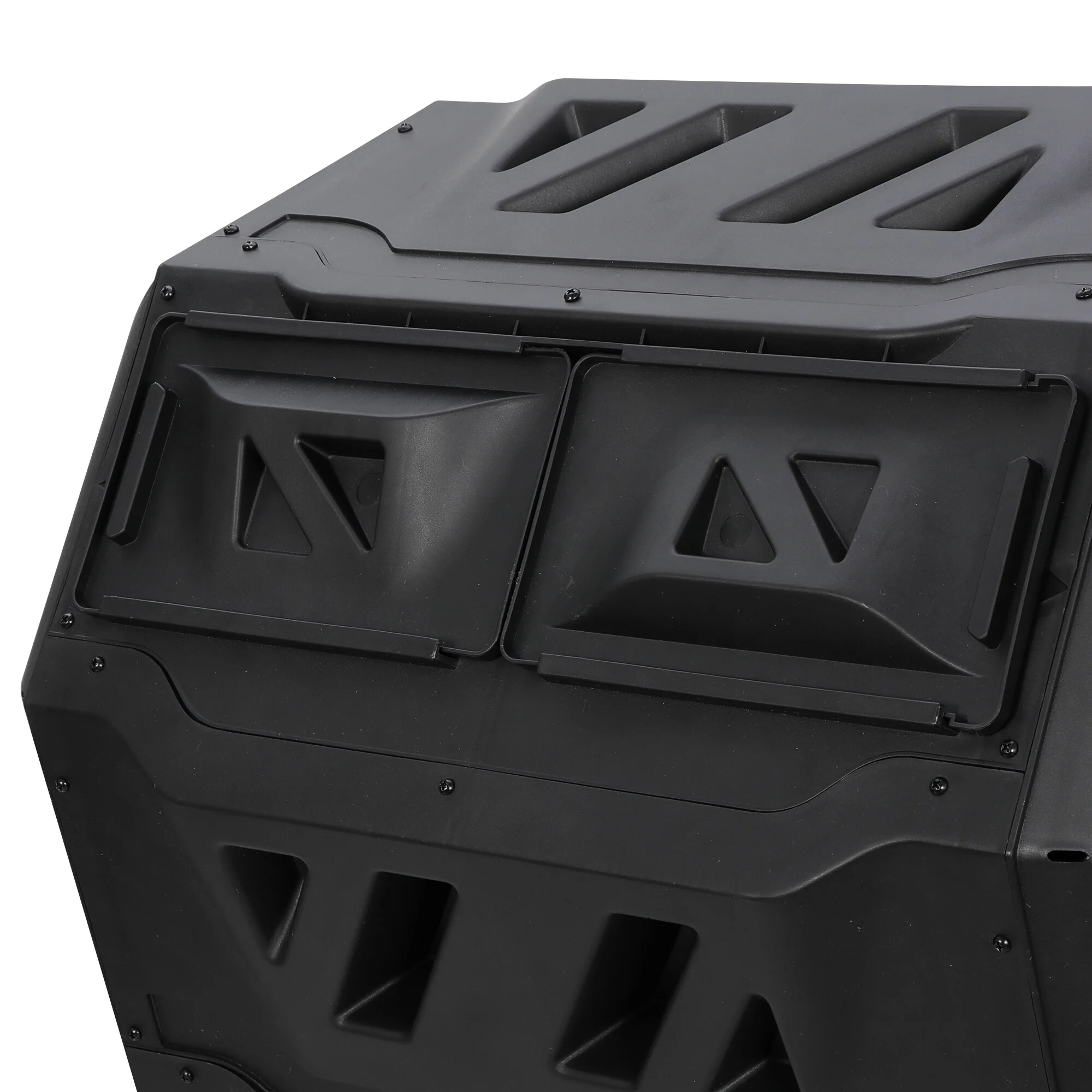 F2C 360⁰ Tumbling Design Black Composter - 43 Gallon Dual Chamber Tumbling Composter with Solid Steel Frame - BPA Free, Easy to Assemble, Space-saving - Includes Pearson's Gardening Gloves