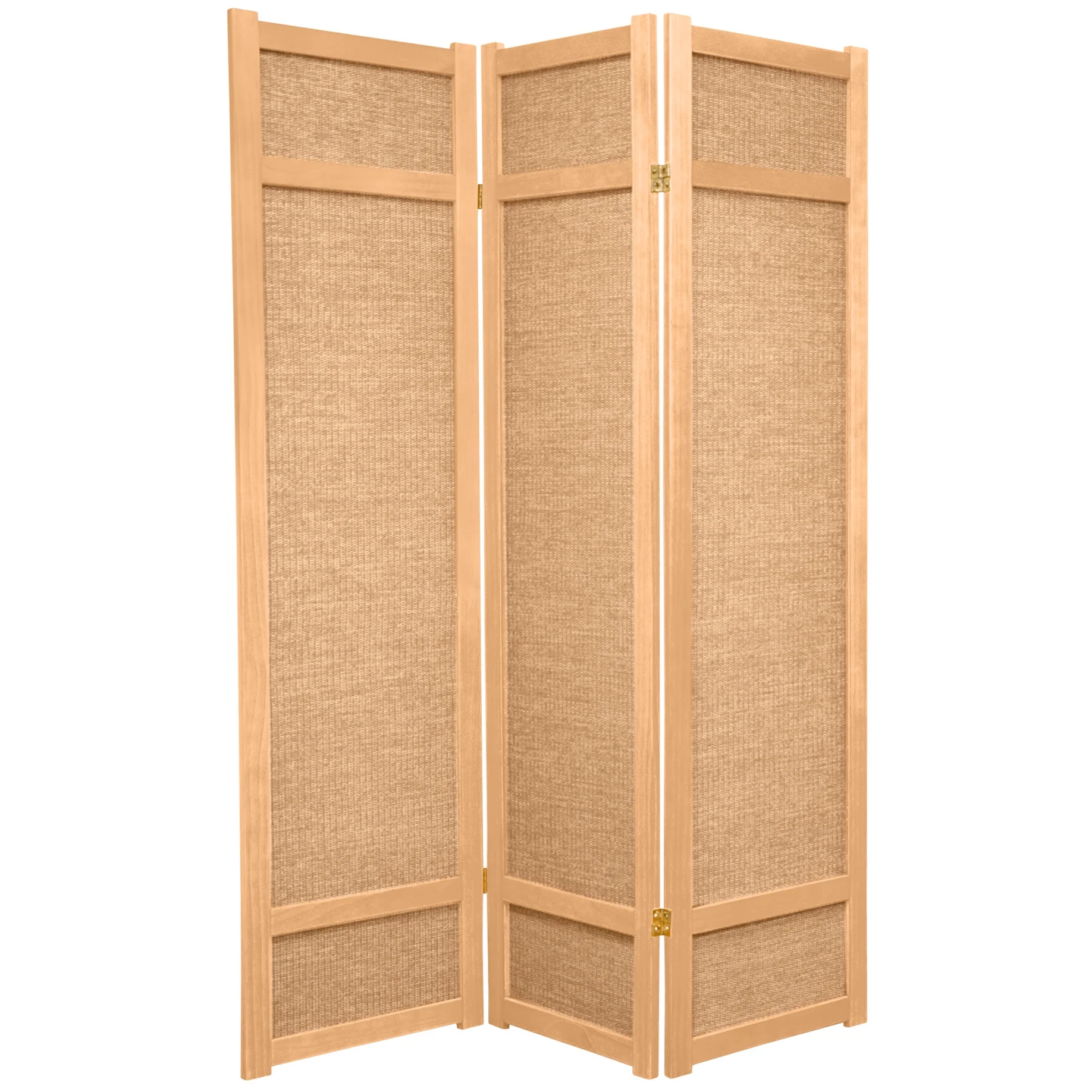 Oriental Furniture 6 ft. Tall Jute Shoji Screen - 3 Panel - Natural