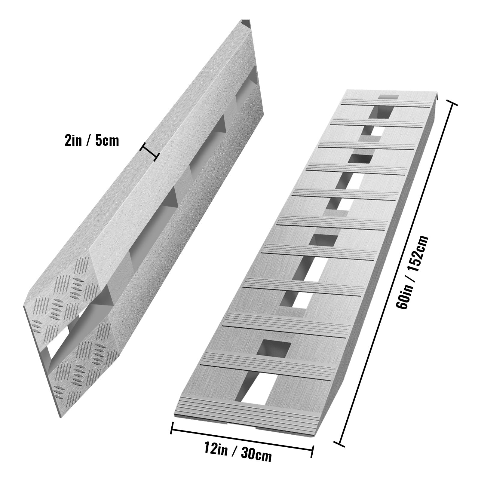 SKYSHALO 60x12 Inch Aluminum Ramps 6000LBS 1 Pair 2 Ramps Capacity Car Trailer Truck ATV Ramps