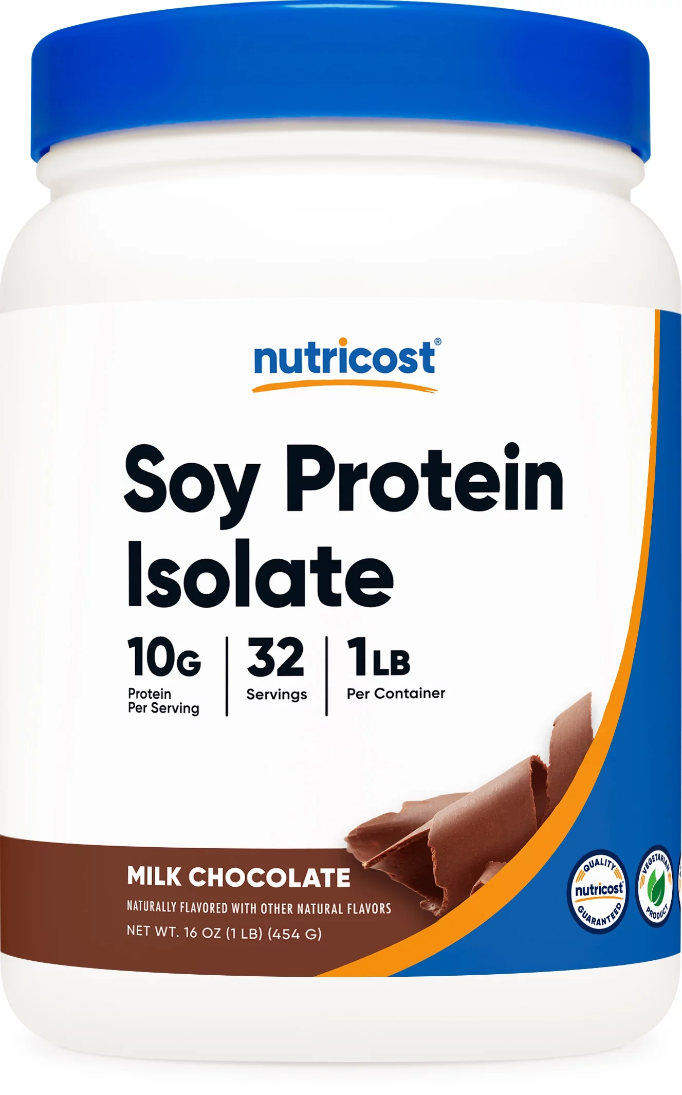 Nutricost Soy Protein Powder, 1 lb Chocolate, Vegetarian, Non-GMO & Gluten Free