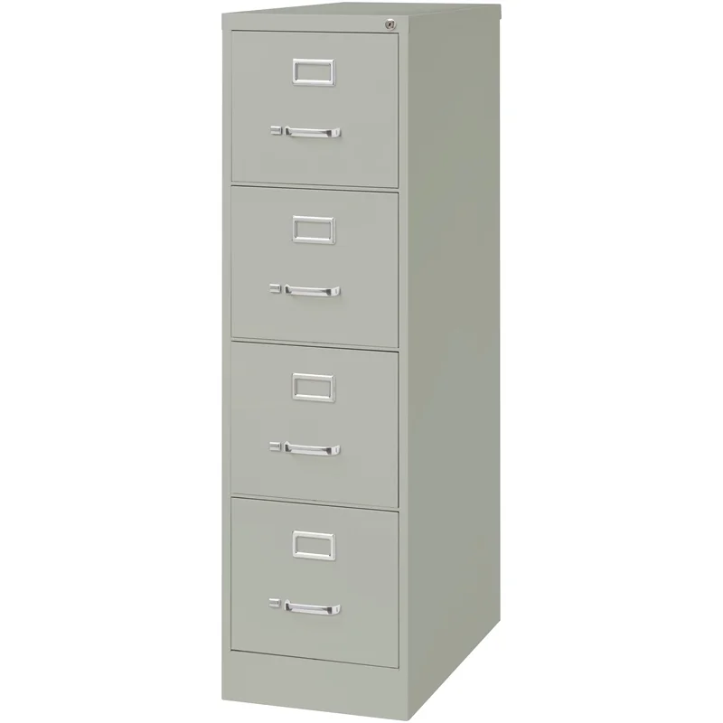 Home Square 4 Drawer Vertical Wood Filing Cabinet Set in Light Gray (Set of 2)