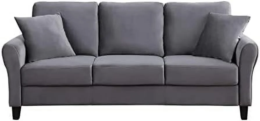 GEROBOOM Living Room Sofa Modern Sofa with 2 Pillow  78 Inch Width Velvet Sofa  3 Seater Sofa with Plastic Legs for Bedroom  Office (White)