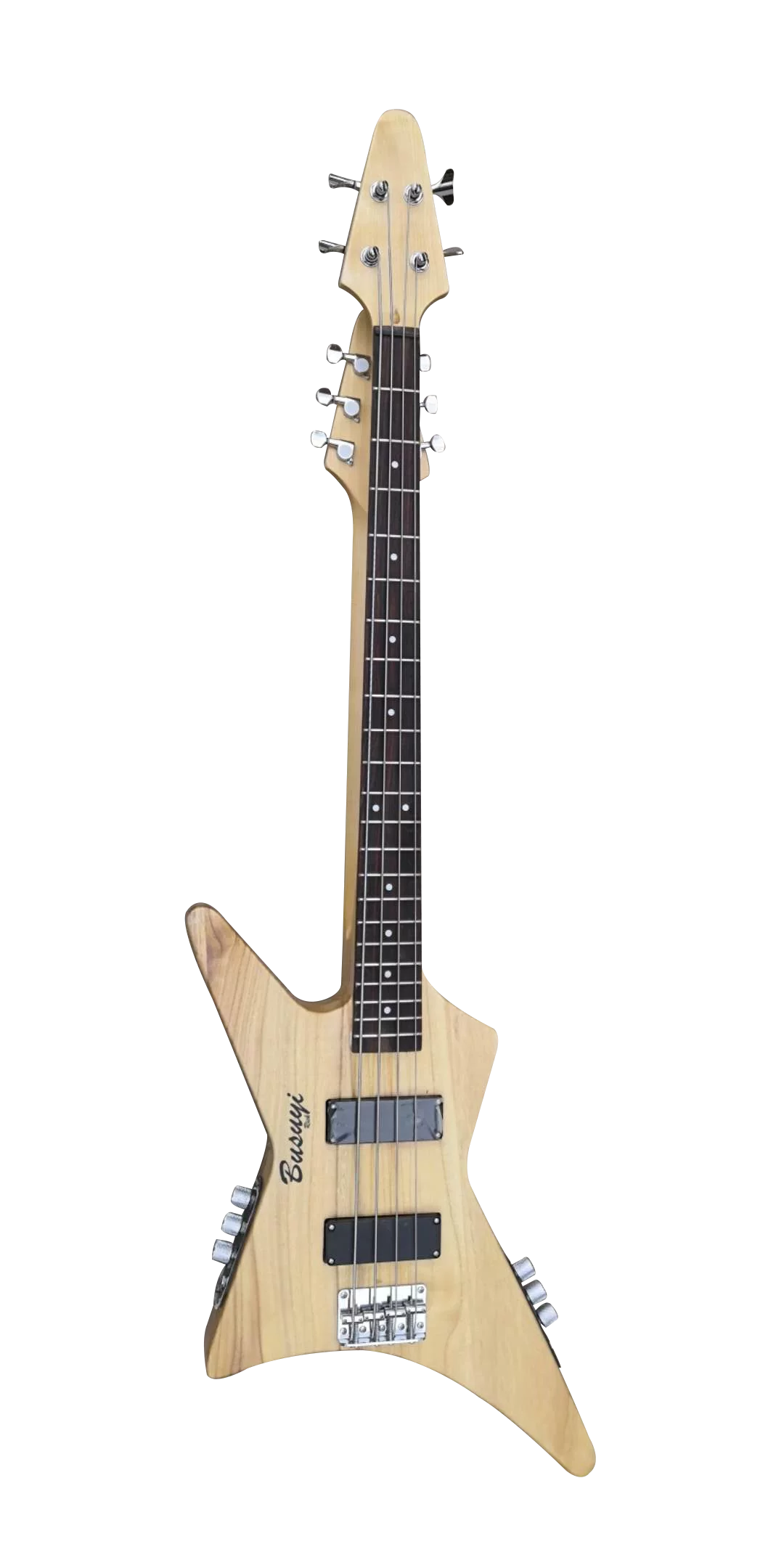 Busuyi Electric Guitar 4 String Bass 6 String Lead Double Neck, Travel Electric Guitar with Full Scale Bass Guitar, Fixed Bridge, Double Neck Guitar (BlackBrown)