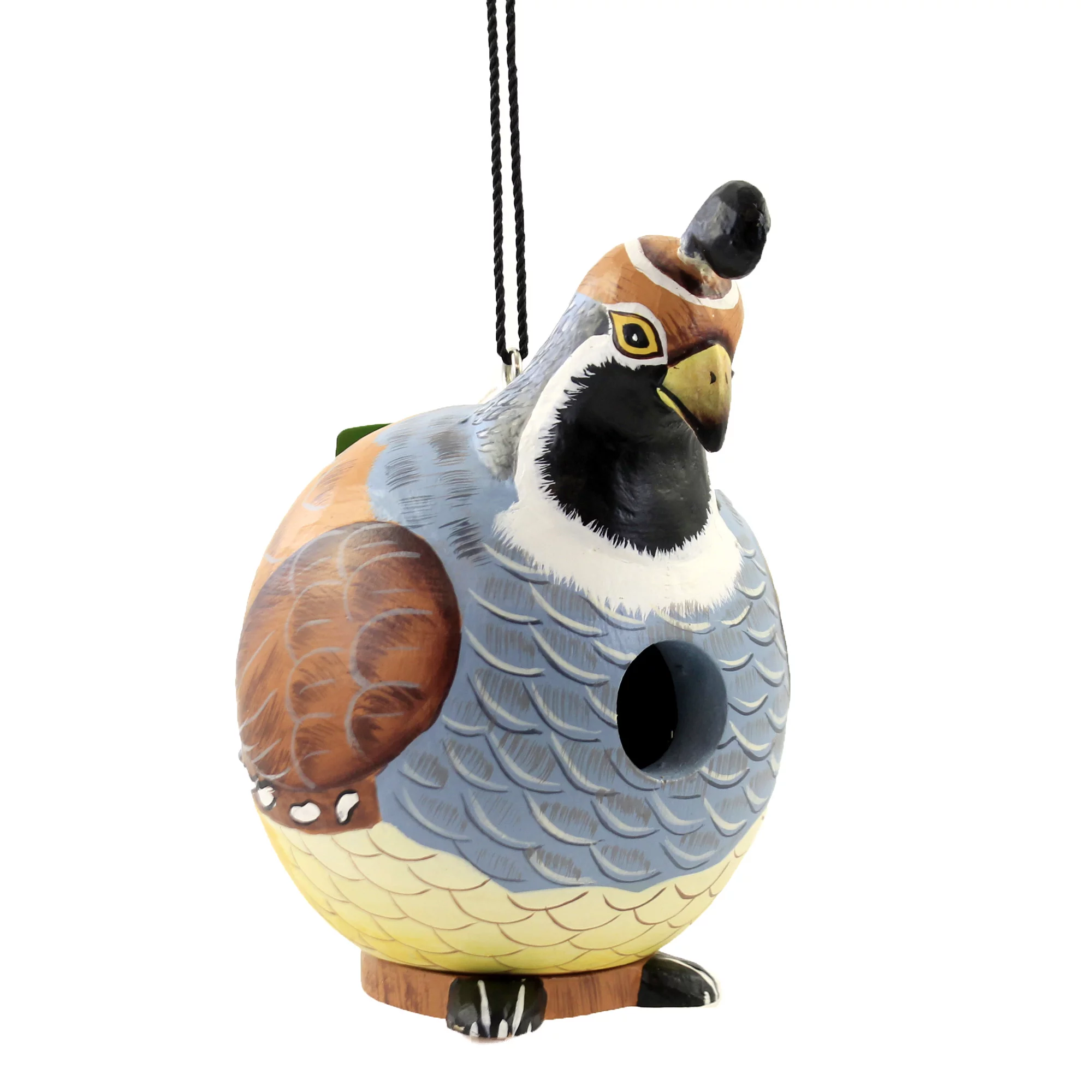 Home & Garden Quail Gordo Bird House Wood Hand Carved Painted Se3880229