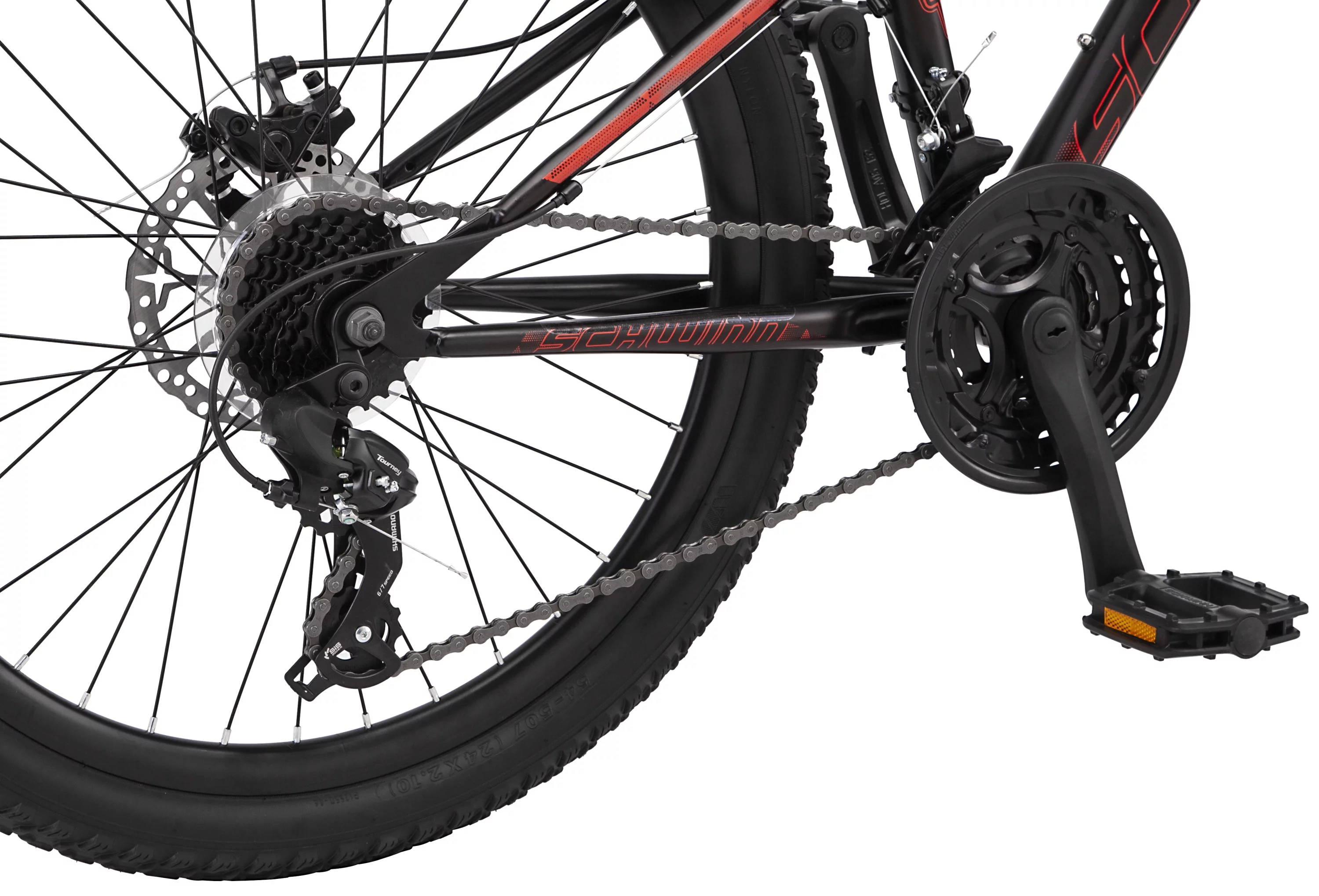 Schwinn Sidewinder Mountain Bike; 24-Inch wheels, 21-speeds, Black / Red