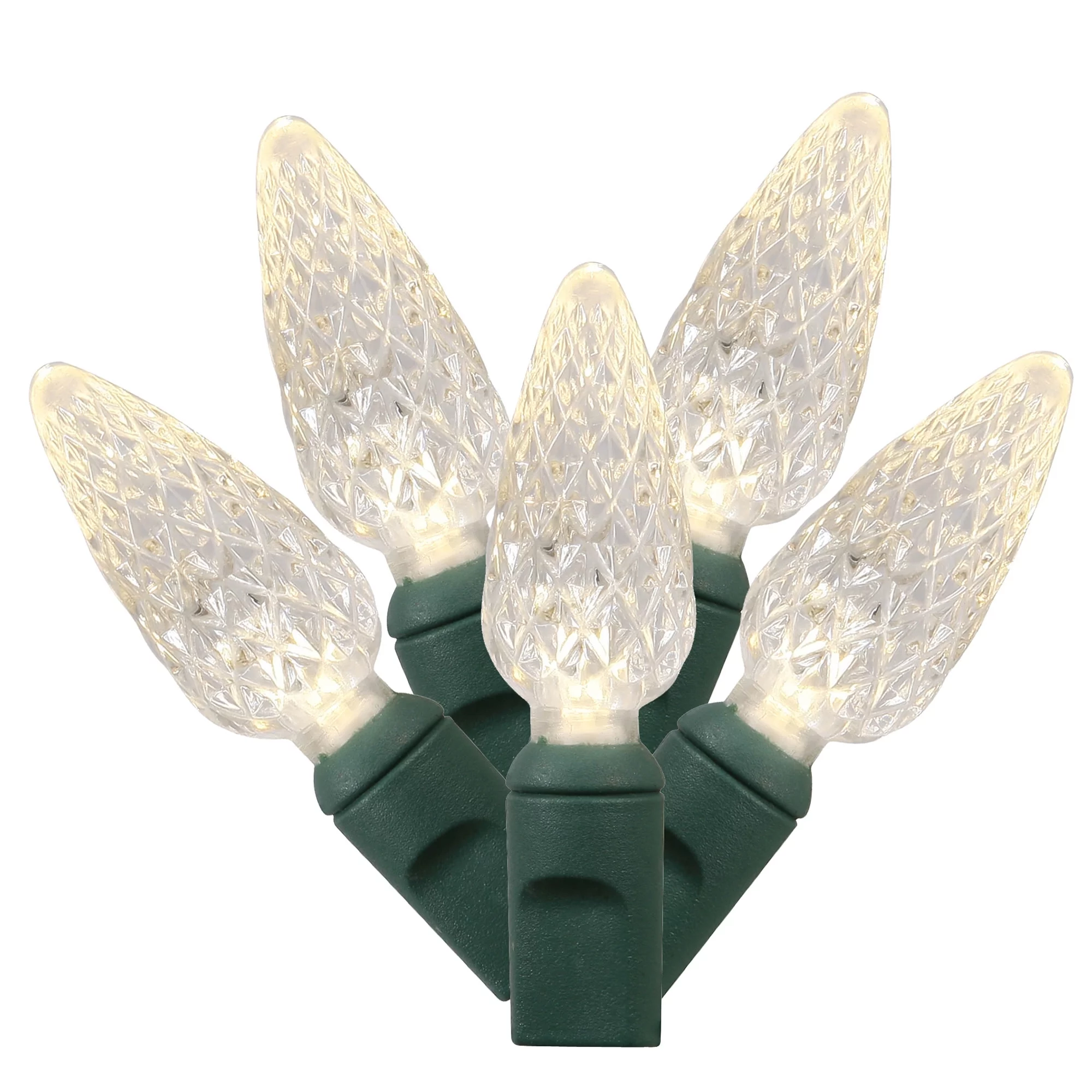 Vickerman 50 Warm White C6 LED Light on Green Wire, 25' Christmas Single Mold Light Strand
