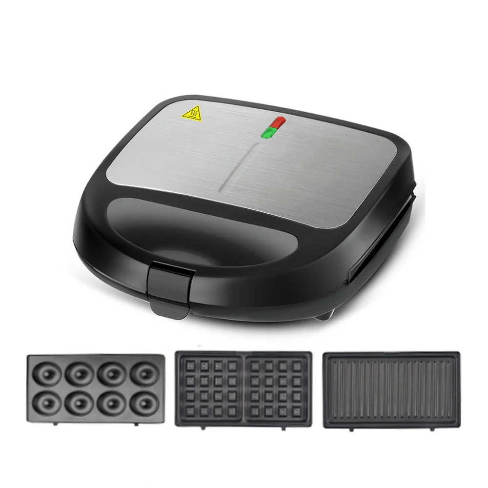 Breakfast Machine,Sided Waffle Removable Non-stick Maker Sandwich Dsfen Sandwich Maker With Maker And Panini 3-set Removable Panini Press 3 In 1 Waffle With Stick Plates Sided Non Stick Plates