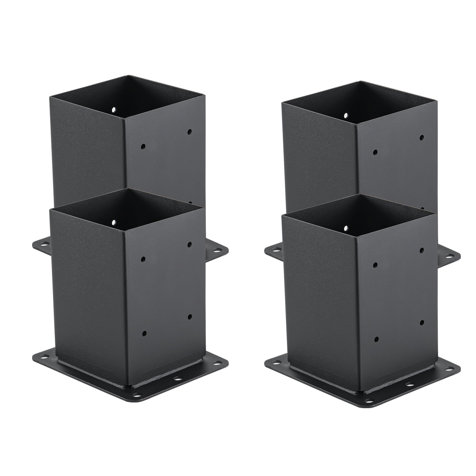 4x4 Post Base 4 Pcs, (Inner size 3.6x3.6) Post Anchors, 13GA Thick Solid Steel & Black Powder Coated,Deck Post Brackets Support Deck Base Plate Pergola brackets Fence Kit Mailbox Mount