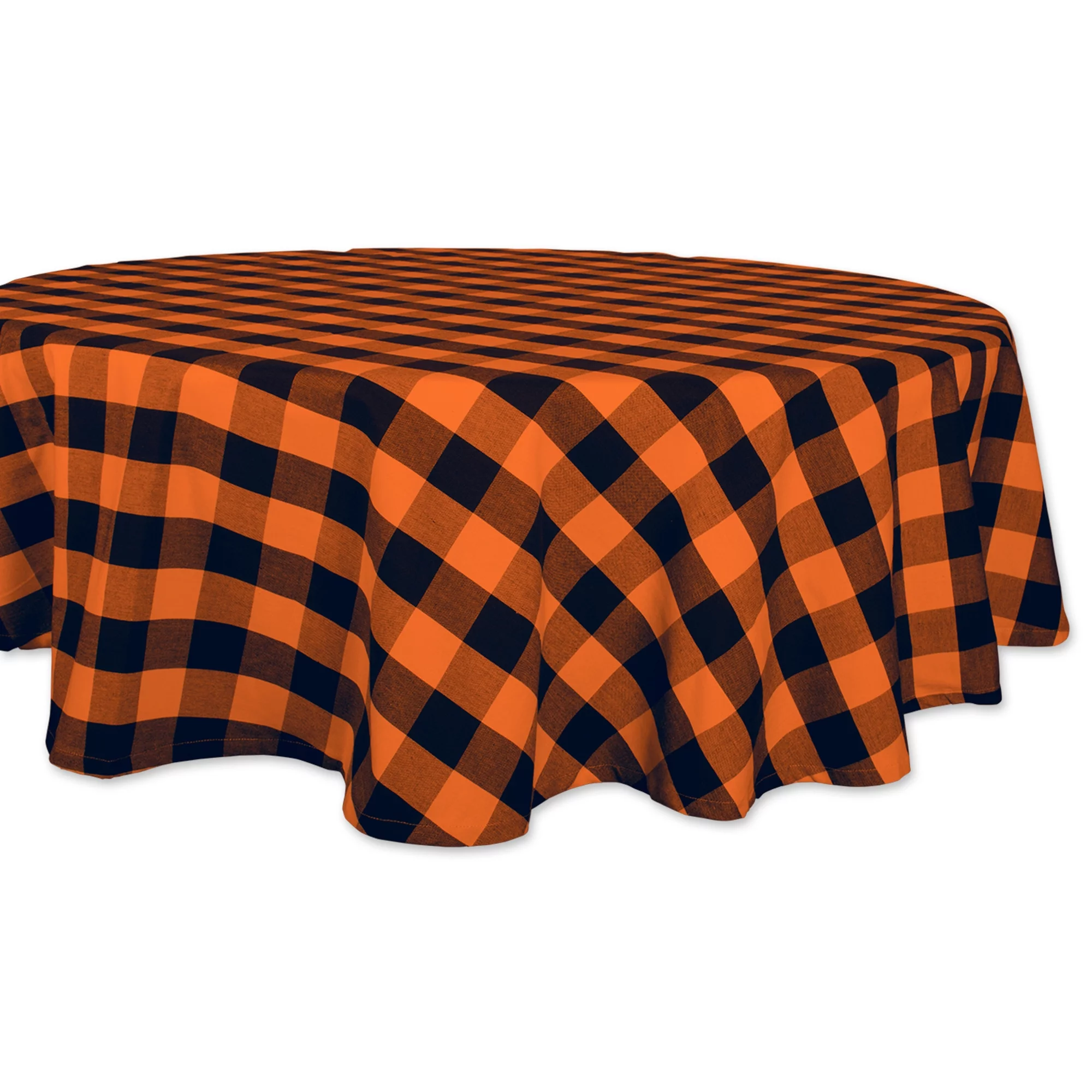 Orange Buffalo Check Tablecloth 70 Round