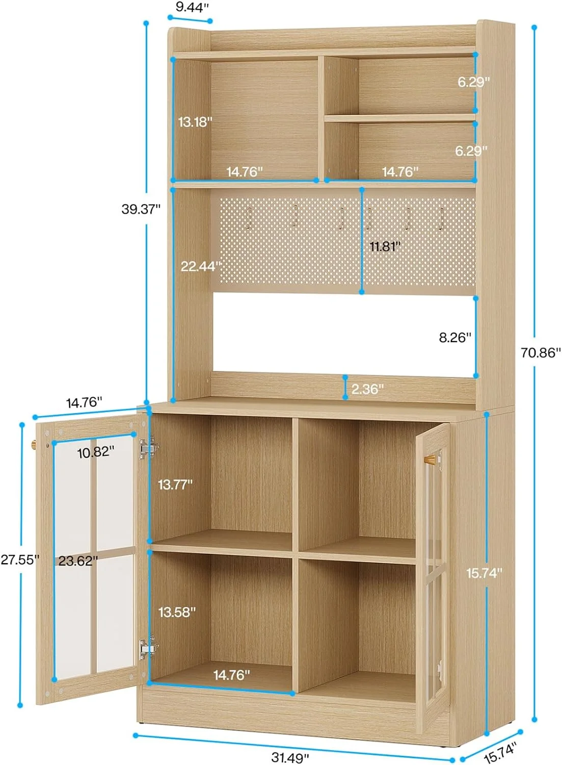 Tribesigns Bookshelf with Doors, 70.8