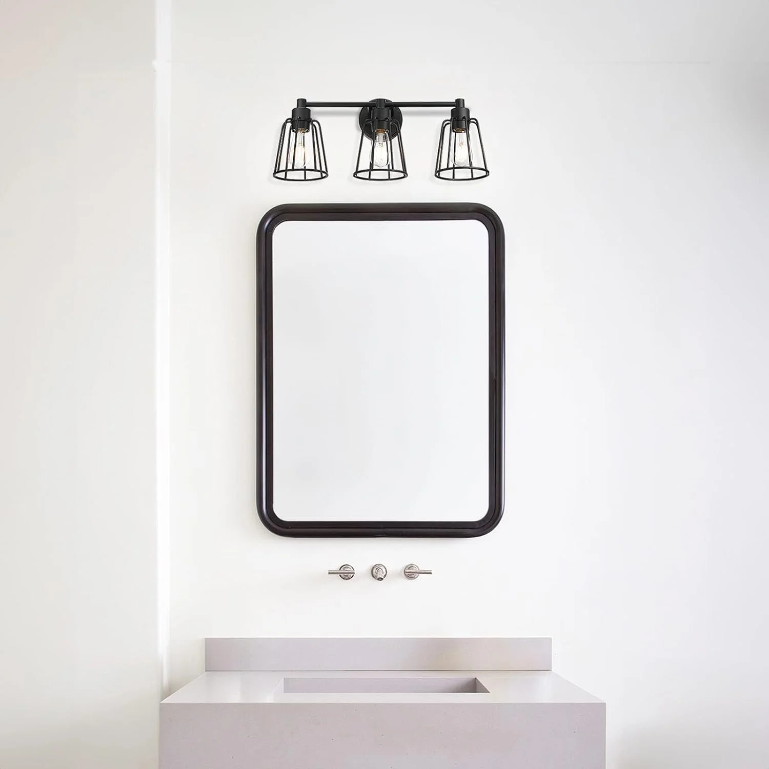 CXIAN Bathroom Vanity Light, 3 Light Farmhouse Cage Wall Light, Industrial Black Wall Sconce Lighting XB-W1287-3-MB