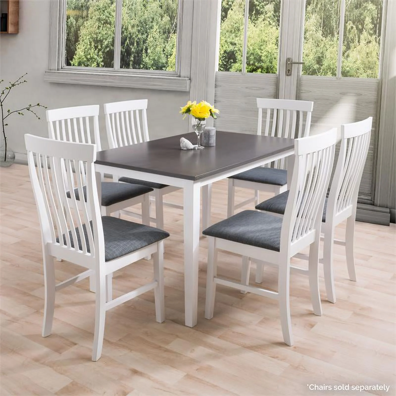 Pemberly Row Modern Two Tone Gray and White Wood Dining Table