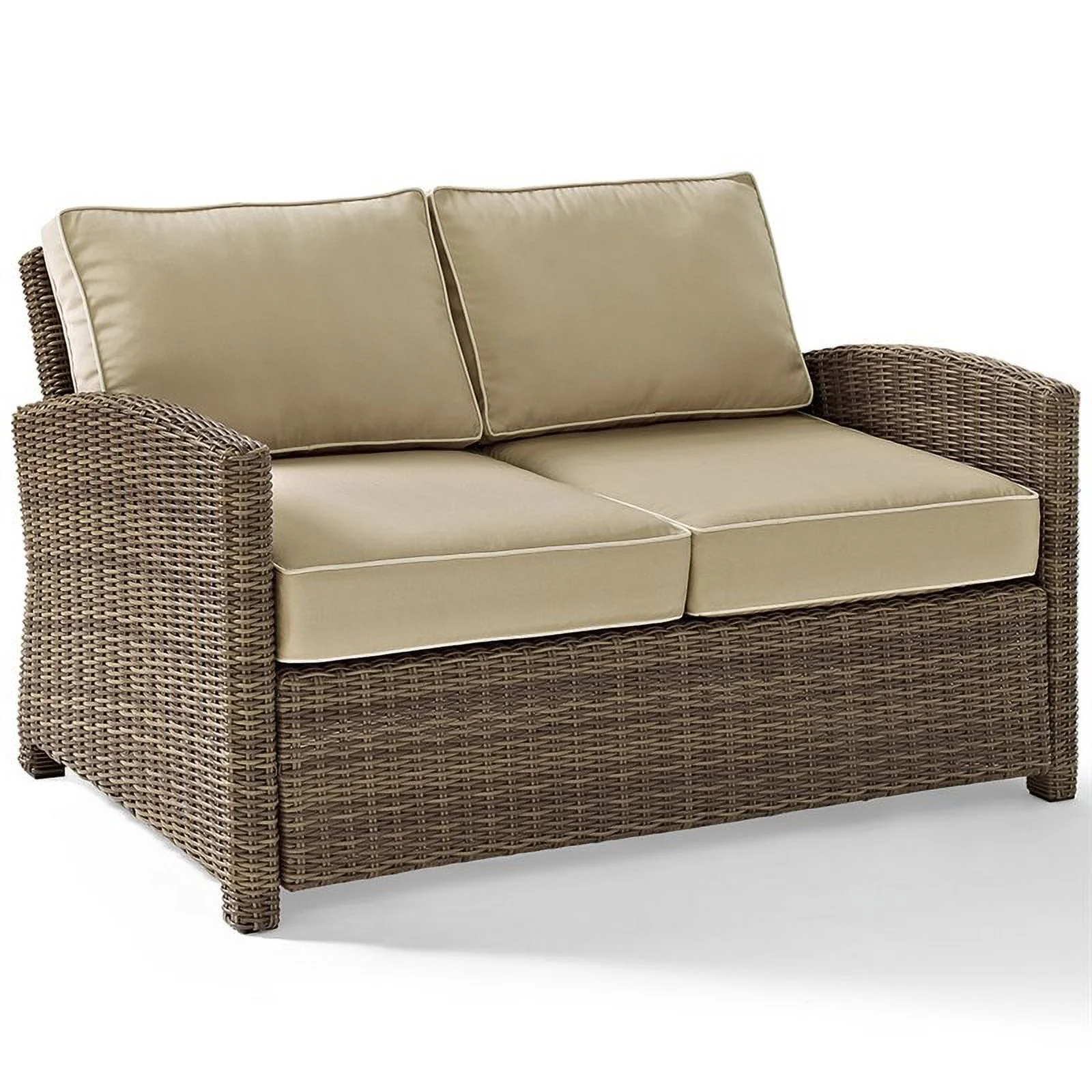 Afuera Living 3 Piece Wicker Patio Sofa Set in Brown and Sand