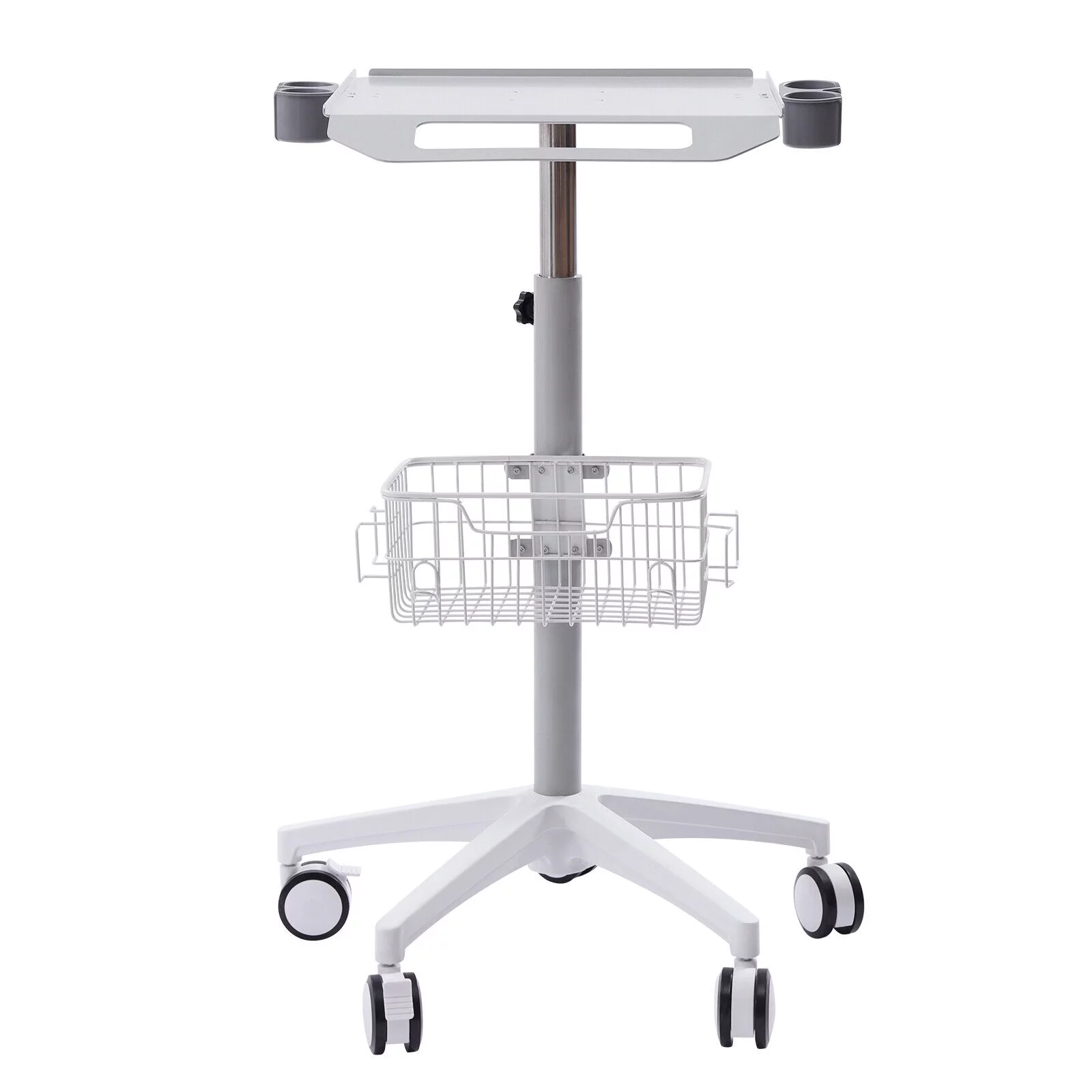 Medical Mobile Trolley Cart Height Adjustable Medical Rolling Cart with Wheels Desktop Lab Cart Beauty Salon Cart- White