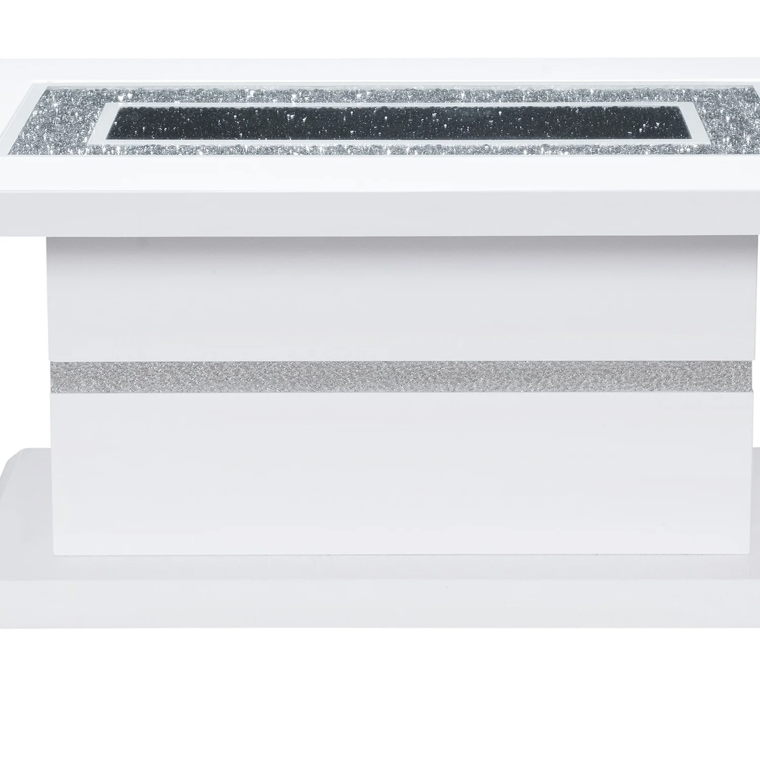 Global Furniture USA Monaco Engineered Wood & Glass Coffee Table in White/Silver