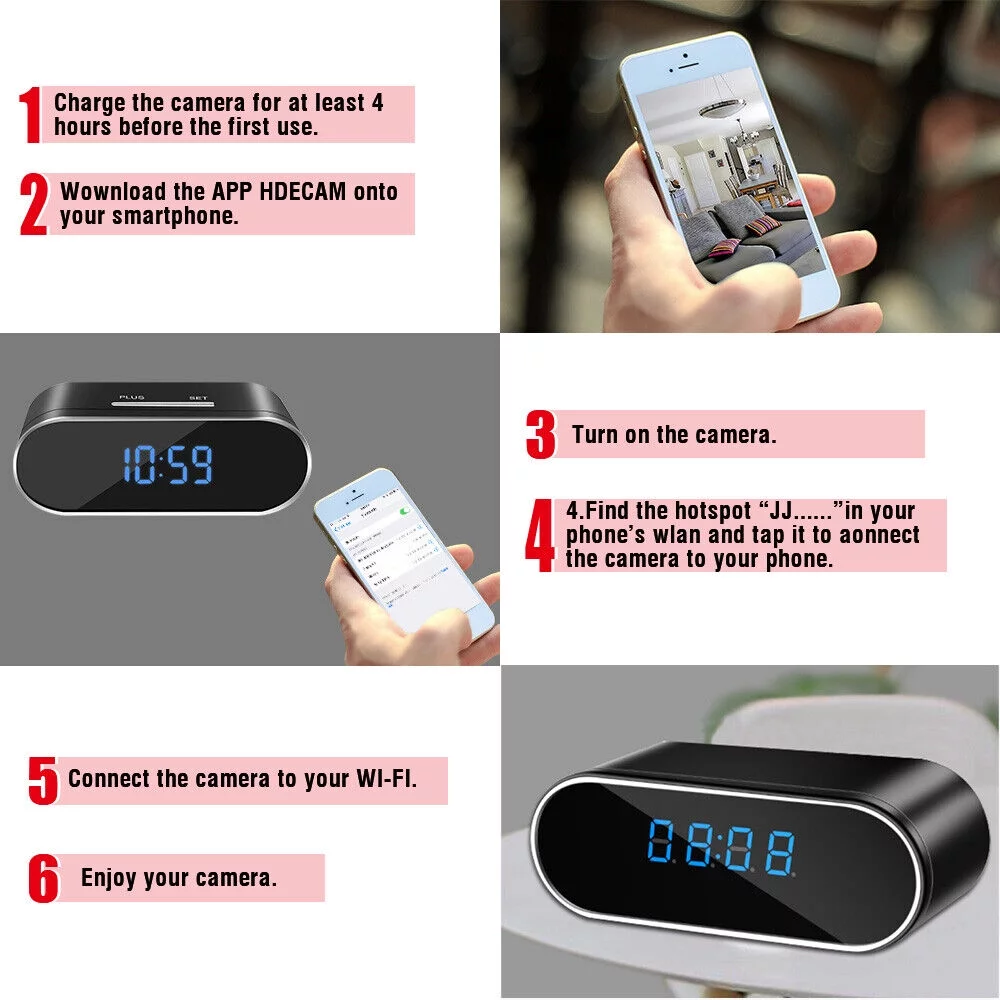 DFITO Camera HD 1080P Wifi Wireless Home Security Camera with Night Vision Security Alarm