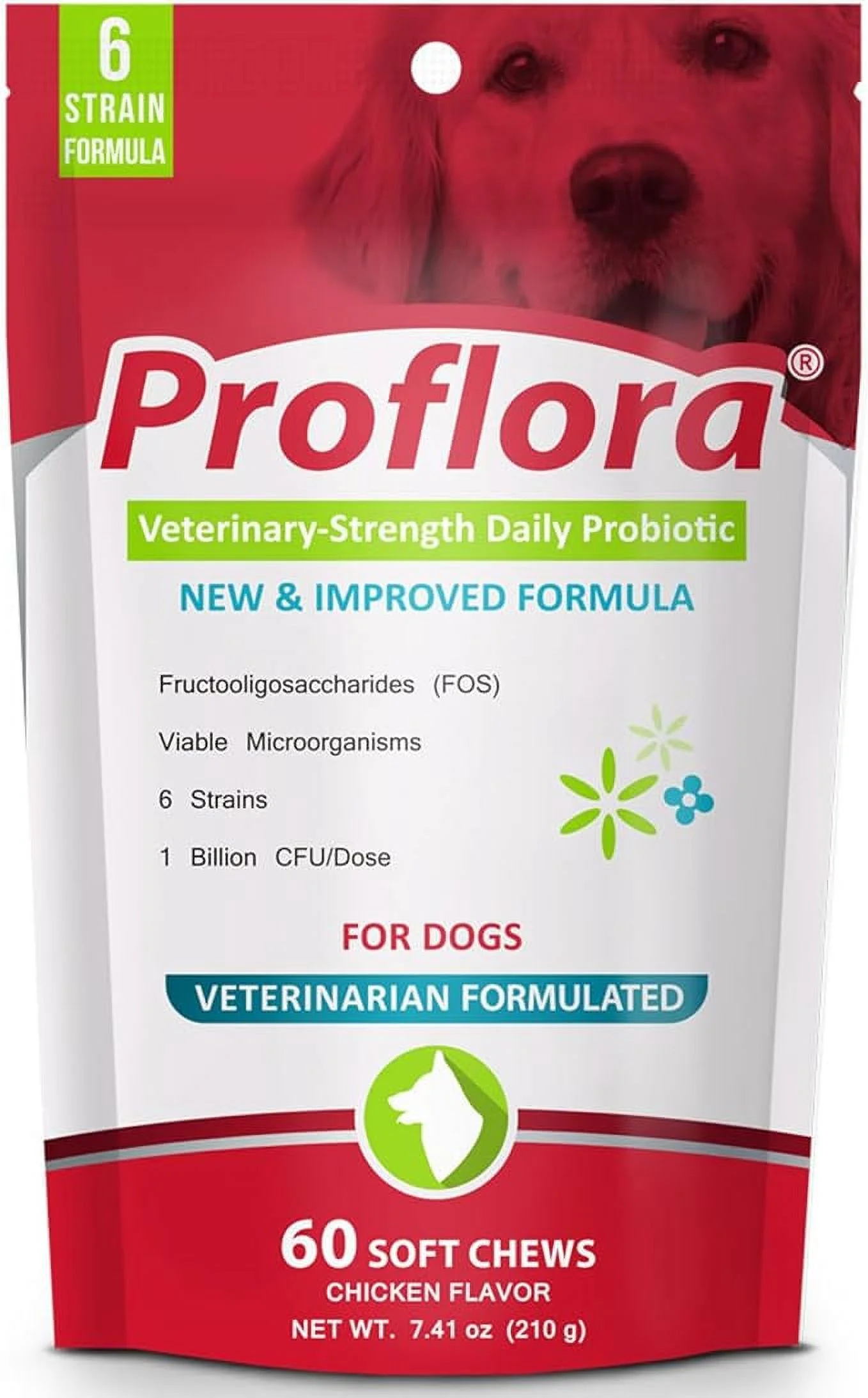 Proflora Probiotic Soft Chews for Dogs - Veterinary-Strength Daily Probiotic - Digestion Health - Boost Immune System - Skin and Coat Health - 60 Soft Chews