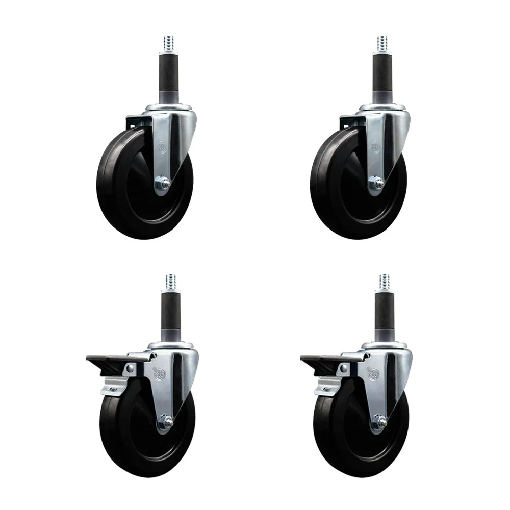 Hard Rubber Swivel Expanding Stem Caster Set of 4 w/5