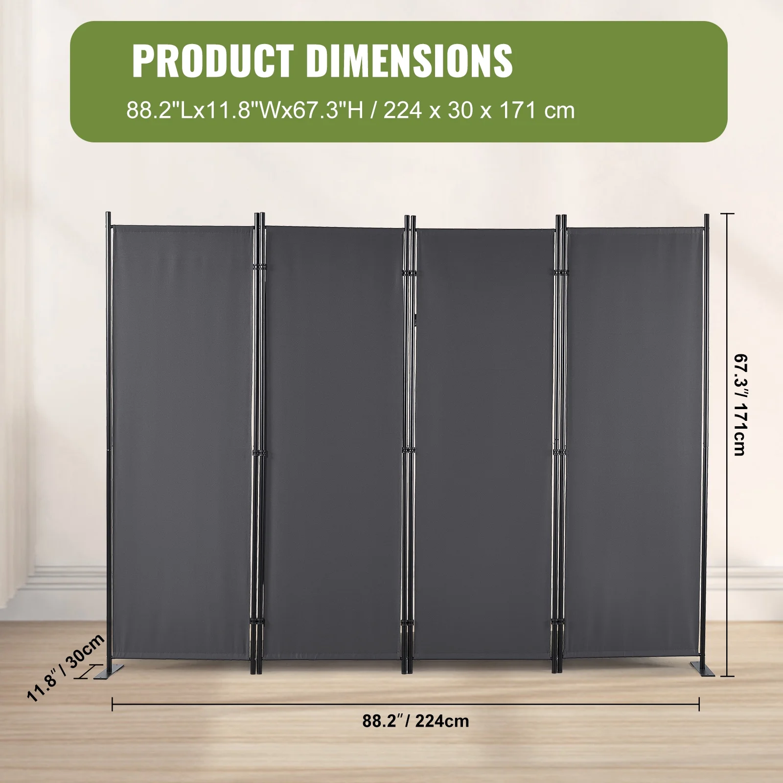 SKYSHALO Room Divider 4 Panel Folding Privacy Screen 88.2
