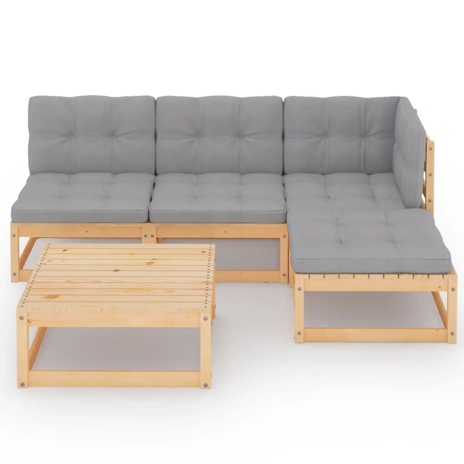 Andoer 5 Piece Garden Set with Cushions Solid Pinewood