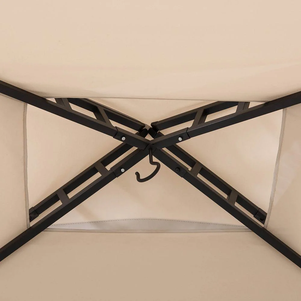 Sunjoy 5 x 8 ft Black Steel Frame Double Tiered Canopy Grill Gazebo for Outdoor, Patio, Garden