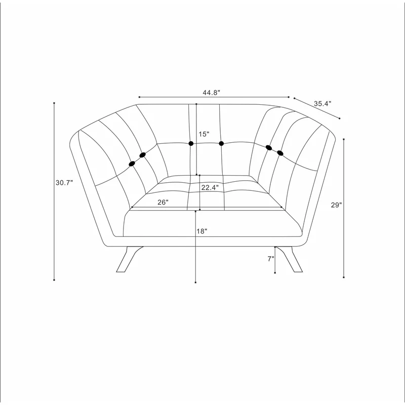 Allen Mid-Century Tufted Tight Back Velvet Upholstered Lounge Chair in Blue