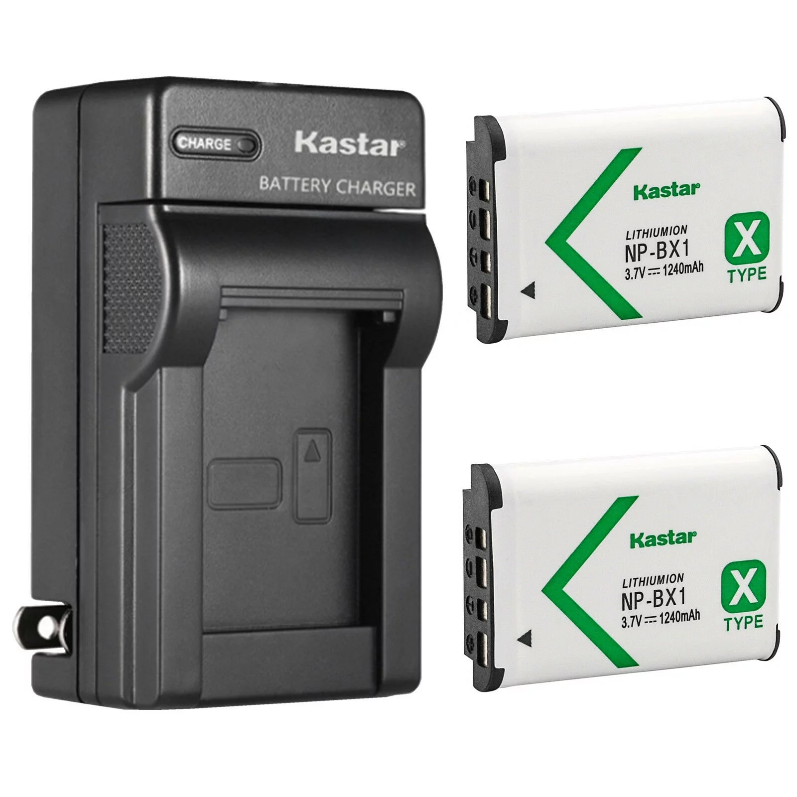 Kastar 2-Pack NP-BX1 Battery and AC Wall Charger Replacement for Sony HDR-AS30, HDR-AS300, HDR-AS50 Action Cam, HDR-AS50R, HDR-CX240, HDR-CX240E, HDR-CX405, HDR-CX440, HDR-GW66, HDR-GWP88 Camera