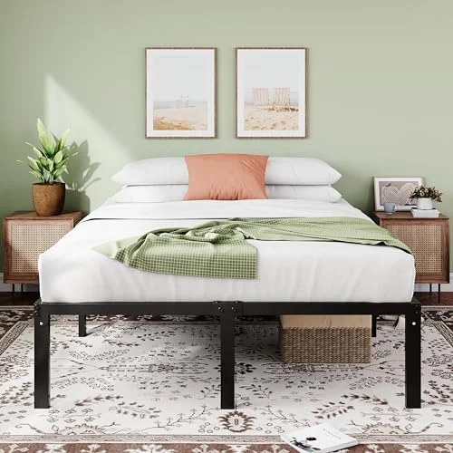 YPDRYGV Heavy Duty Twin Size Platform Bed Frame with 18 inch Large Under Bed  Space  Sturdy Metal Frame/Mattress Foundation/ Box Spring Needed/Easy Assembly/Noise-Free