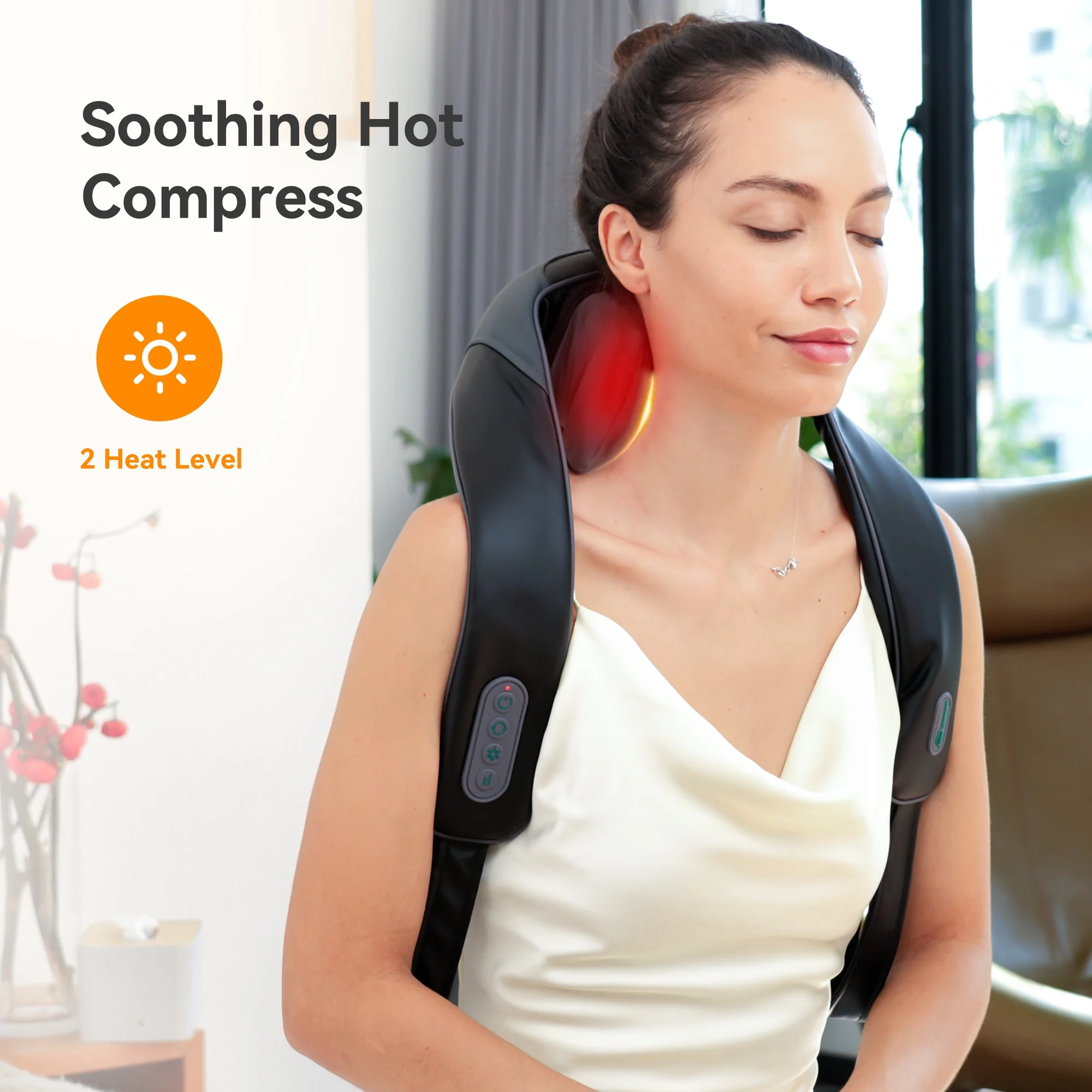 Snailax Cordless Neck Massager with heat, 4D Shiatsu Neck and Back Massager Mothers Day Gifts
