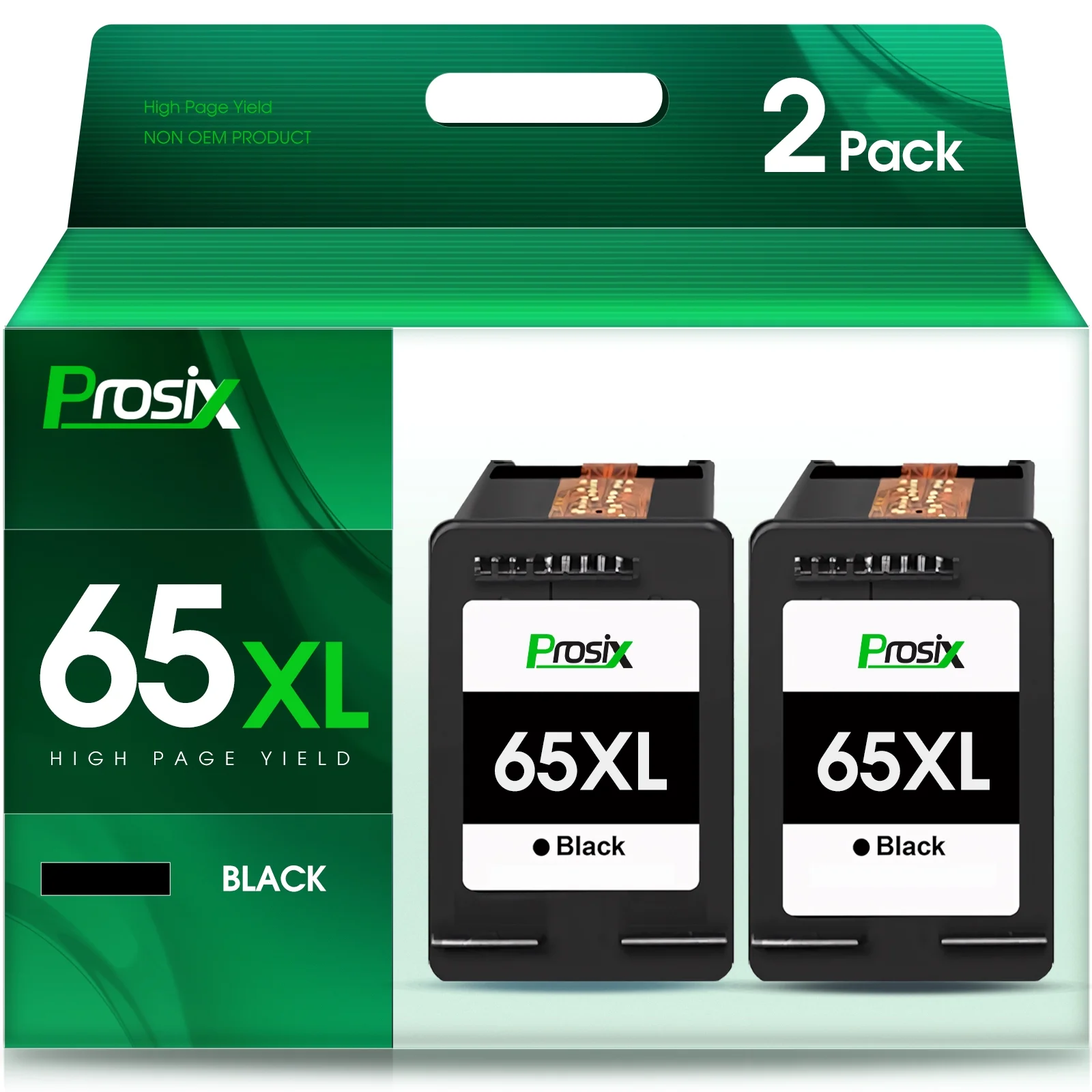 65XL Black Ink Cartridge for HP 65 65XL Ink Cartridges for HP DeskJet 3700 3752 3755 3772 2600 2622 2652 Envy 5000 5010 5014 5055 5070 Printer (Black, 2-Pack)