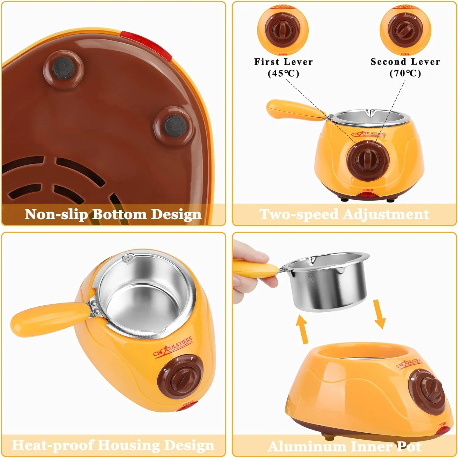 Chocolate Melting Warming Fondue Set - Electric Choco Melt , Melts Chocolate, Candy, Butter, Cheese, Caramel