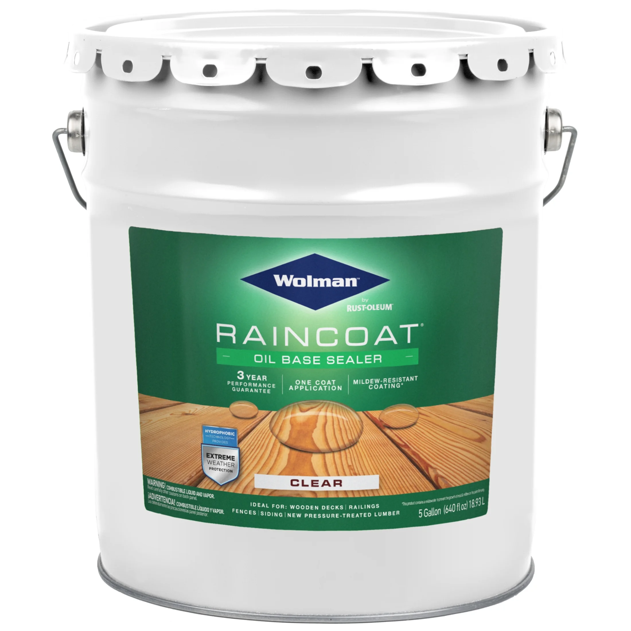 Clear, Wolman RainCoat Oil Base Exterior Wood Sealer- 5 Gallon