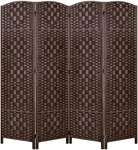 TJXFVNB Room Divider  Room Dividers and Folding Privacy Screens  16" Privacy Screen 4 Panels Room Divider Wall Partition Room Dividers Panel Screen 6 ft.Tall  Brown