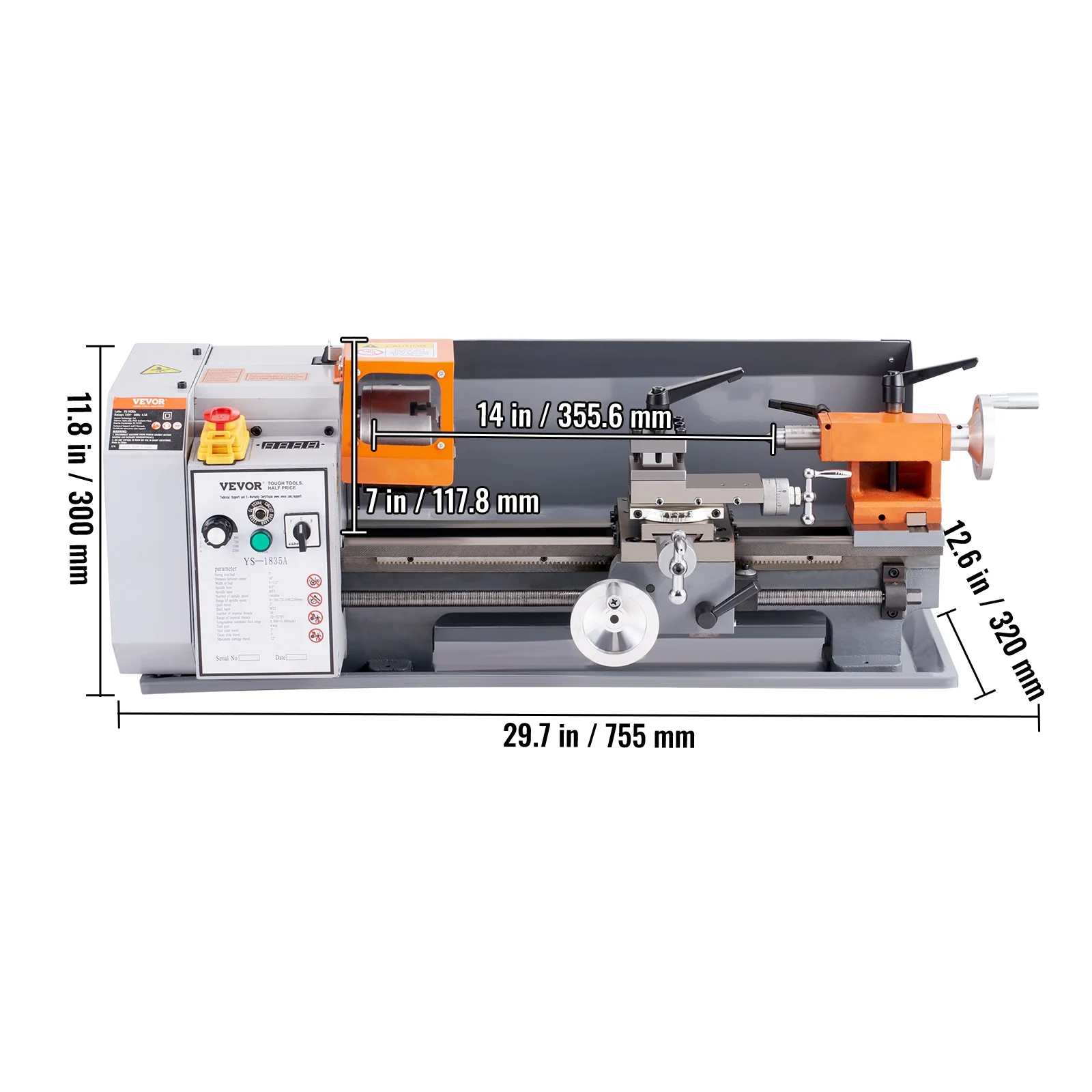 BENTISM Metal Lathe Power 7'' x 13.78'' 500W 0-2200 RPM Continuously Variable