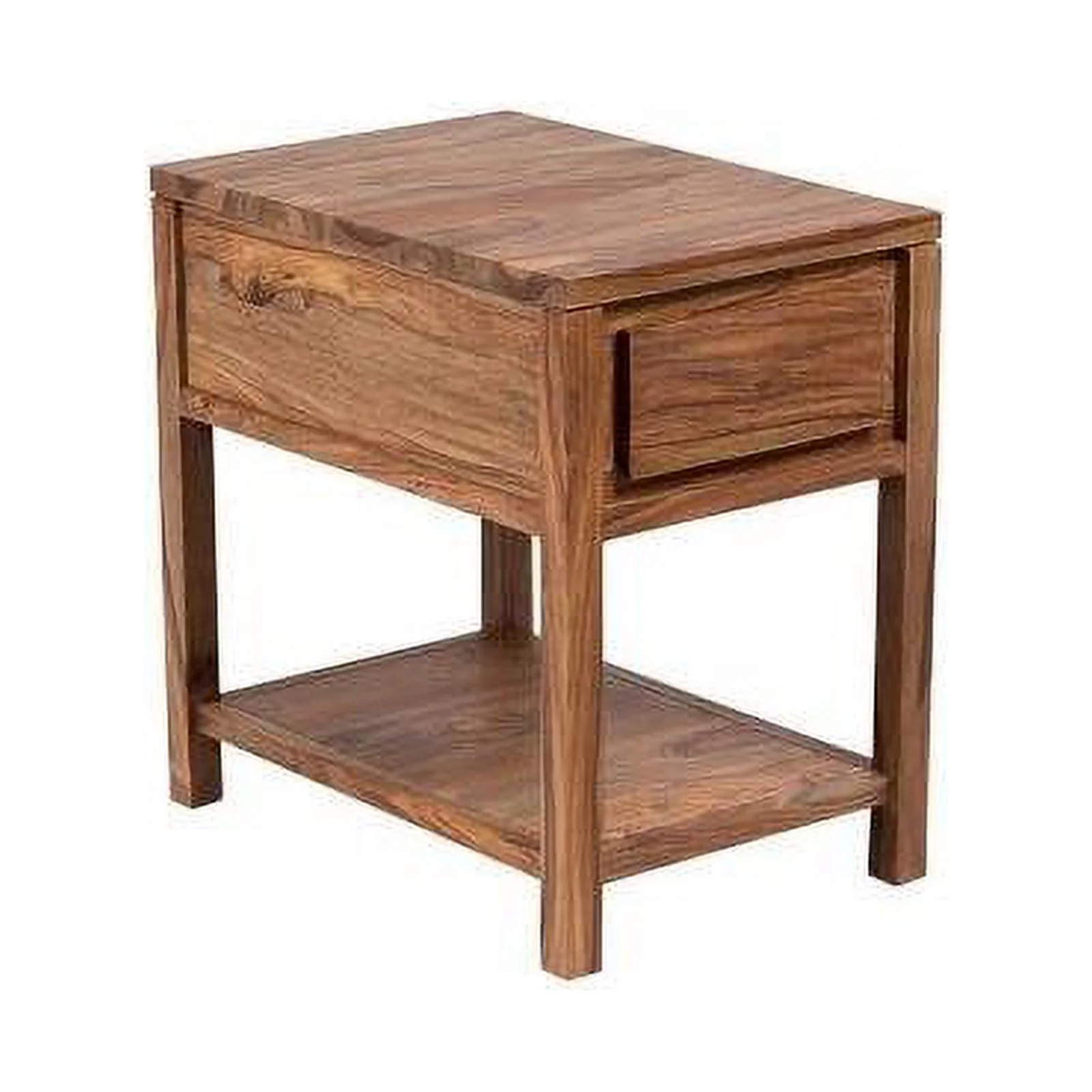 Allora Mid-Century Modern Wood End Table with Drawer in Natural Brown