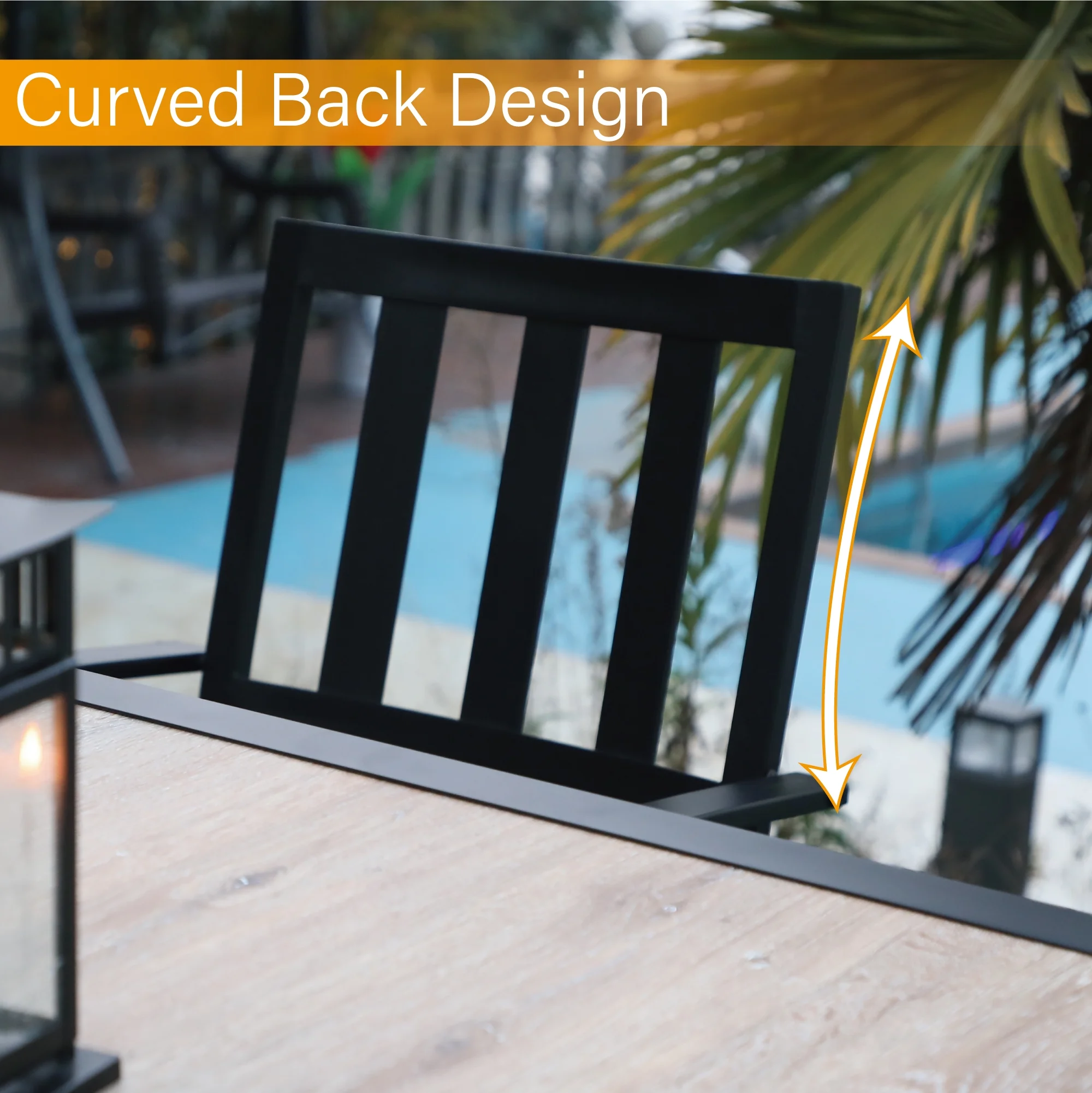 Sophia & William 3 Peices Patio Bistro Set Metal Dining Chairs with Side Table - Black