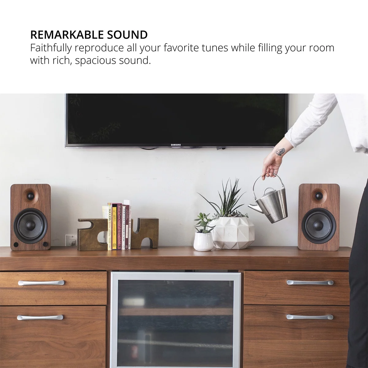Kanto YU6 Powered Bookshelf Speakers with Built-In Bluetooth - Pair (Walnut)