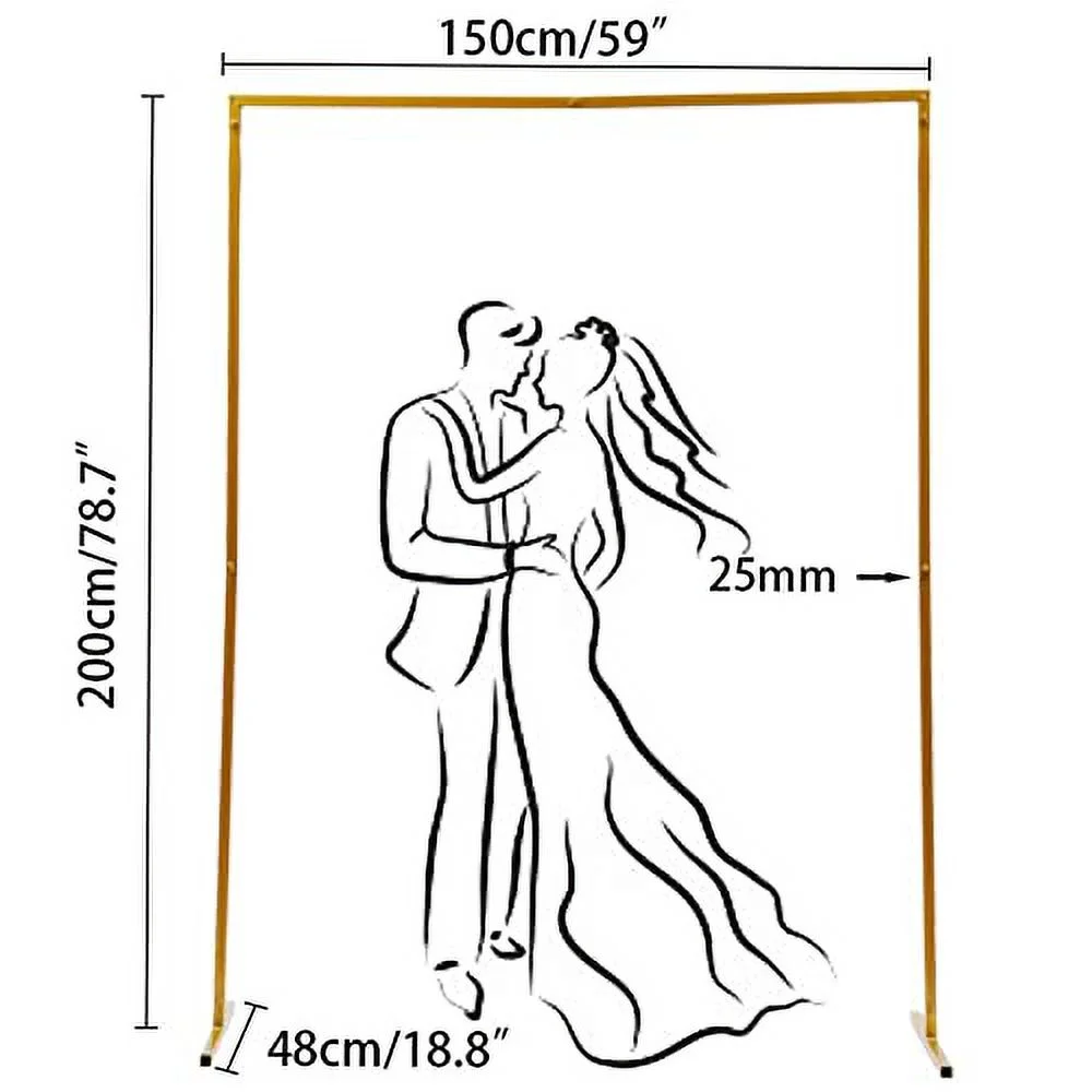 Square Arch Frame, 6.56X4.92FT Square Metal Wedding Arch for Decoration, Wedding Arch Framework Metal Wedding Party Backdrop Stand Rack Romantic for Wedding, Christmas, Thanksgiving(2X1.5M-Golden)
