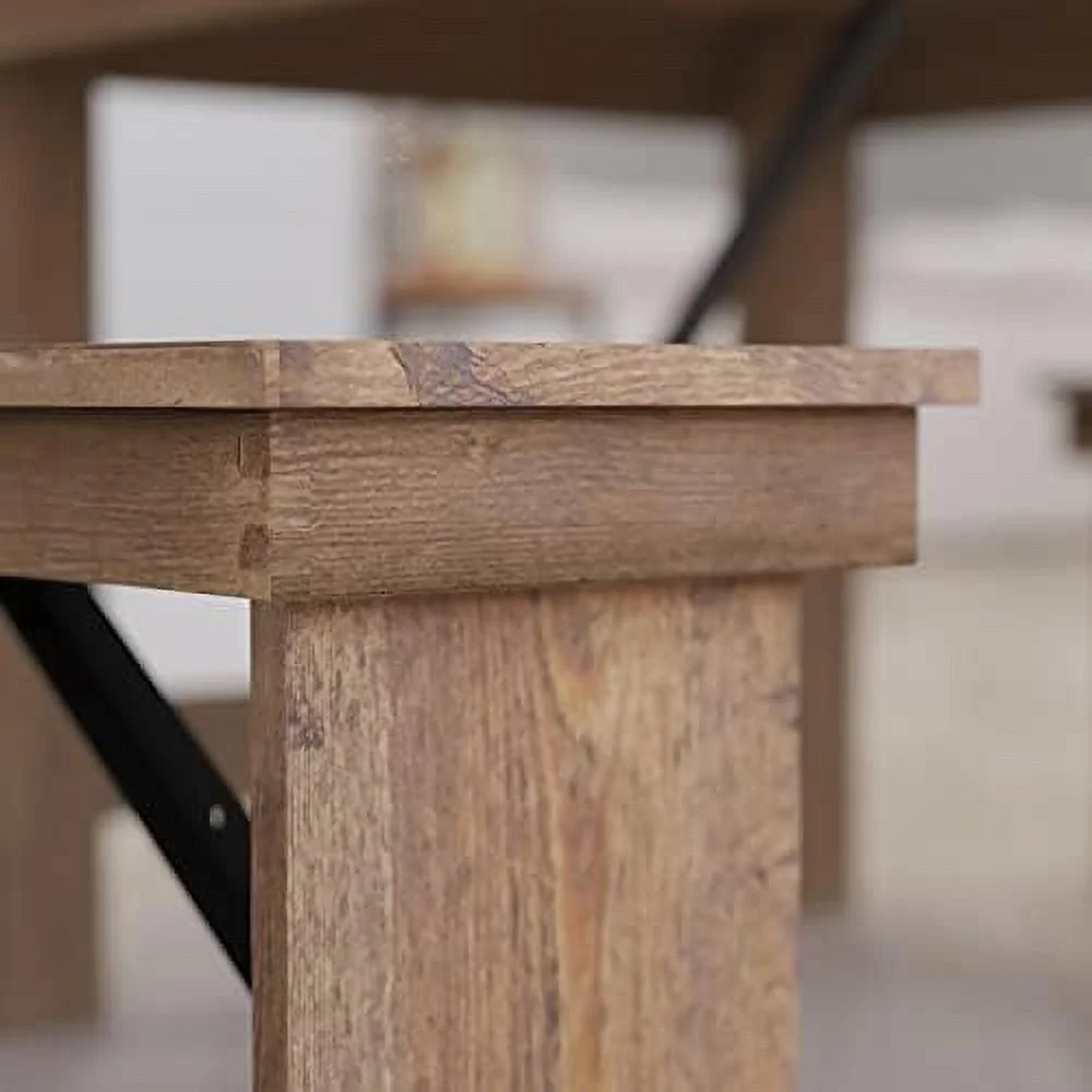 HYHBIBOOM Tinsley 40" x 12" Mahogany Solid Pine Folding Farmhouse Style Bench