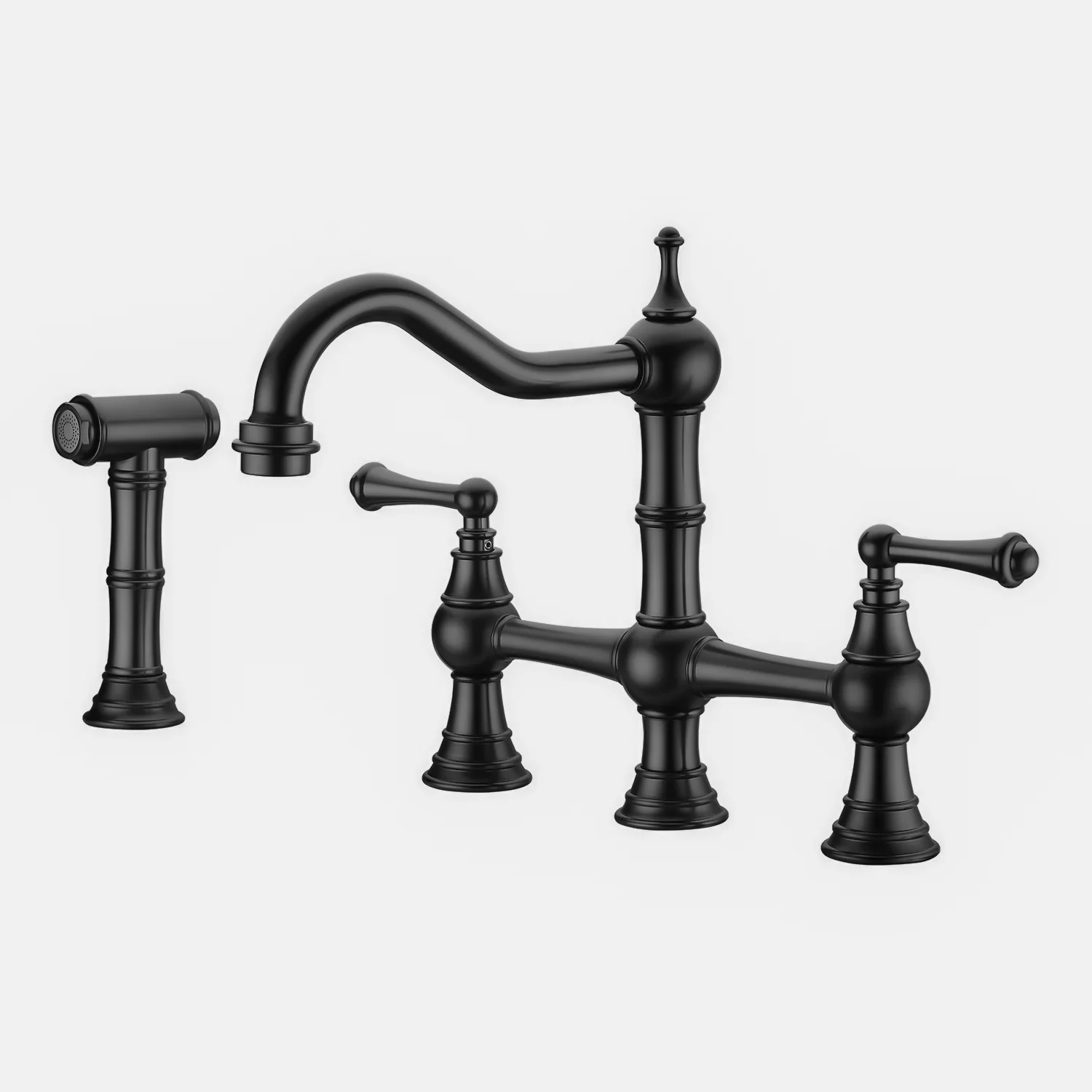 YLtoohoom Bridge Dual Handles Kitchen Faucet With Pull-Out Side Spray in