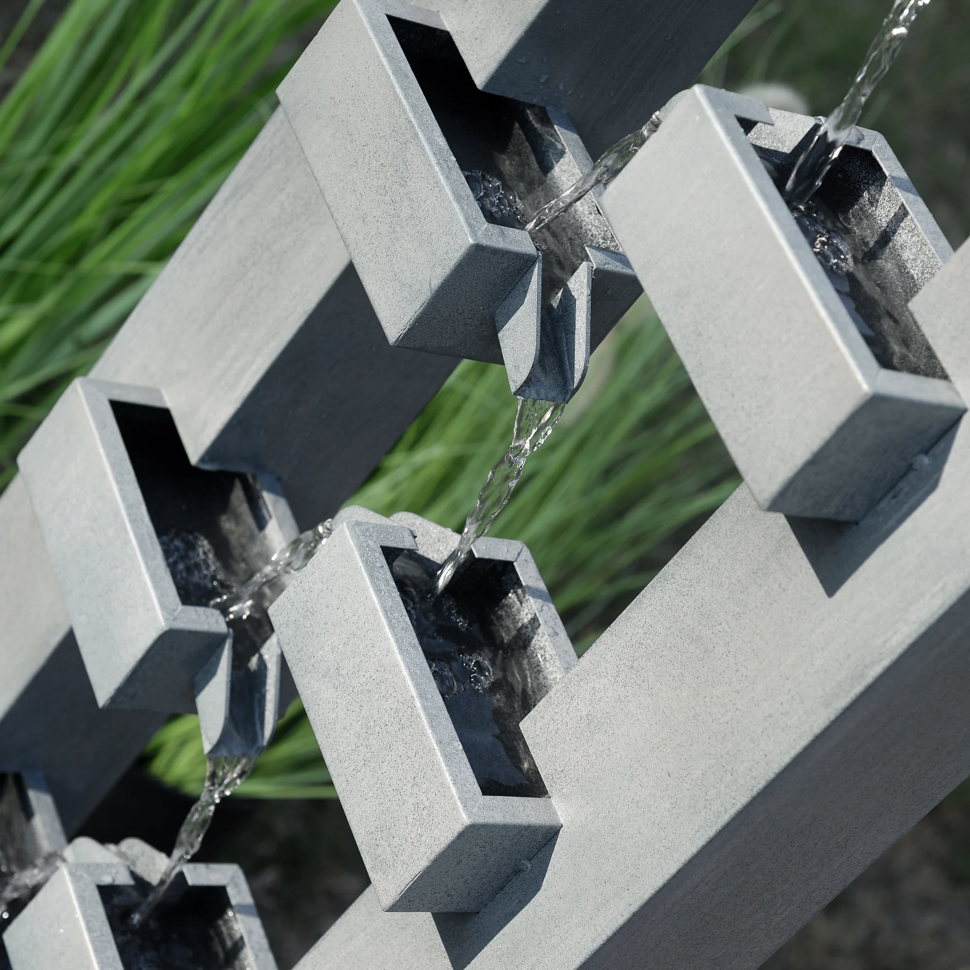 Metal Fountain with Dusty Blue Finish