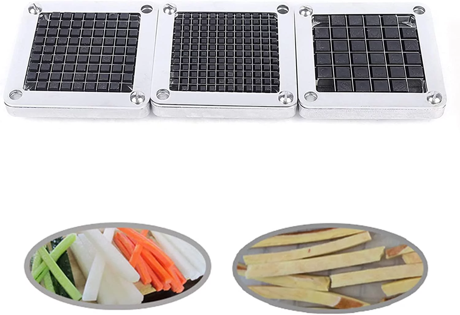 FETCOI Manual French Fries Machine Blade Replacement Chopping Blade 440C Stainless Steel Blade Commercial Vegetable Cutter Fruit Cutter Interchangeable Blade and Pushing Block Set