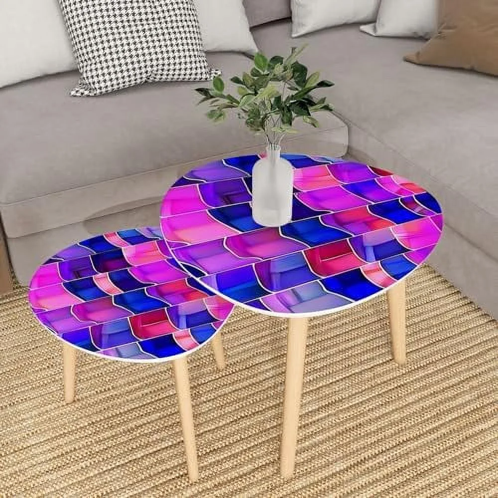 CHDEUSL Small Coffee Nesting  Stained Glass Seamless Texture Triangle End  Center   Modern   Room Bedroom Balcony