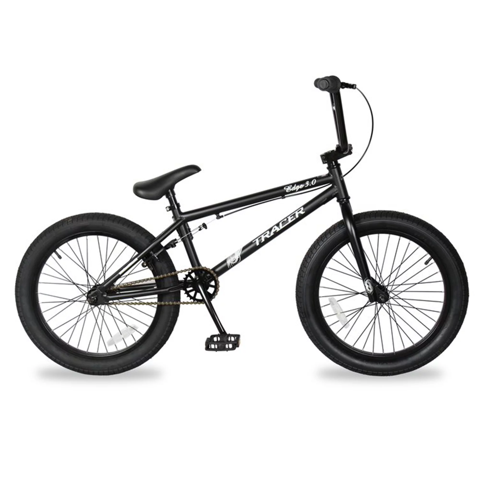 TRACER Edge 20 Inch Steel Framed Freestyle BMX Beginners Bike, Matte Black