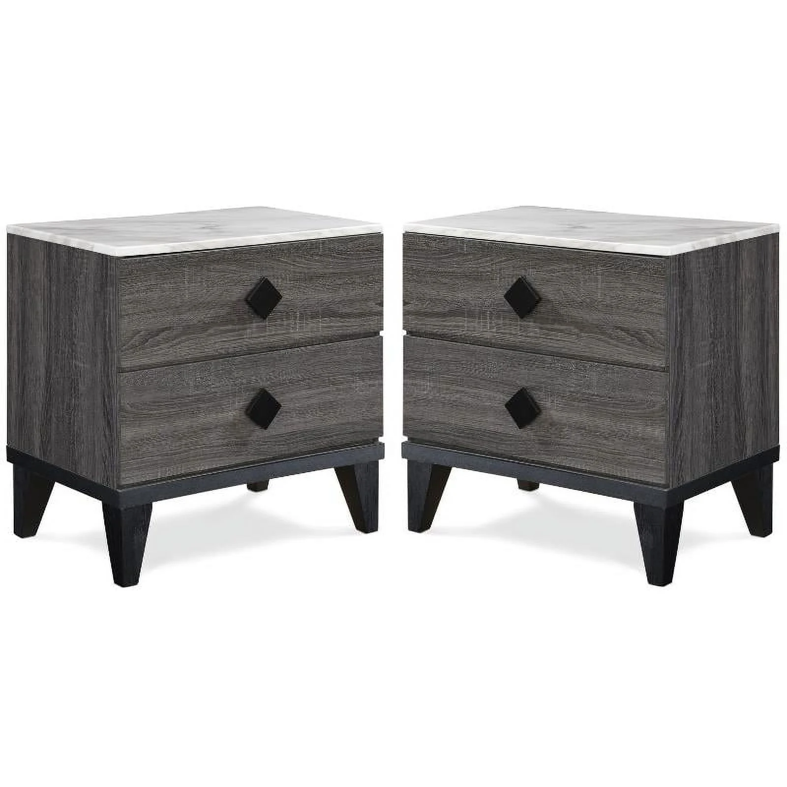 Home Square 2 Drawer Wood Nightstand in Gray Finish - Set of 2