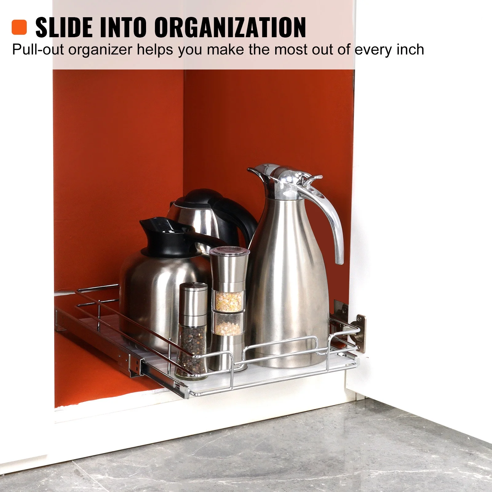 SKYSHALO 11 x 21 inch Wire Drawer Basket Pull Out Cabinet Under Sink Organizer