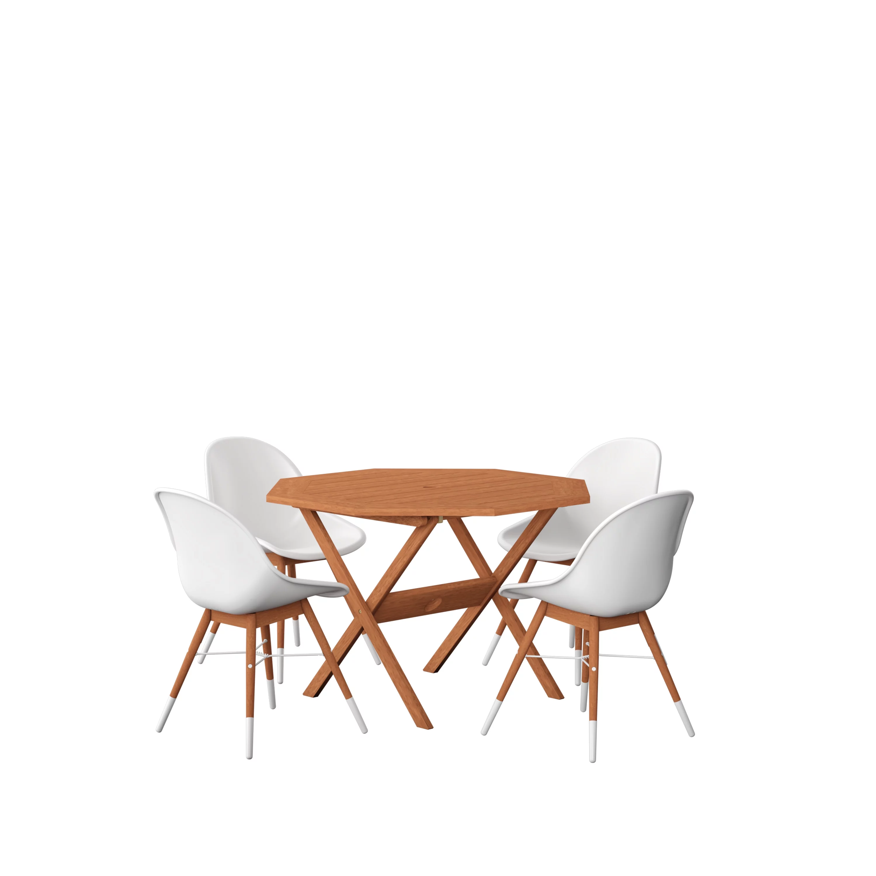 Amazonia Shelburne 5 Pieces Eucalyptus Wood Outdoor Dining Set, Ideal for Patio, Seating Capacity: 4