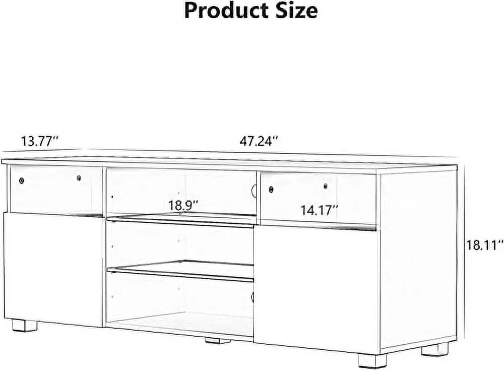 JYHOME LED TV Stand for 65/75 inch TV  Modern Television Table Center Media Console with Drawer and Led Lights  High Glossy Entertainment Center for Living Game Room Bedroom(Black)¡­